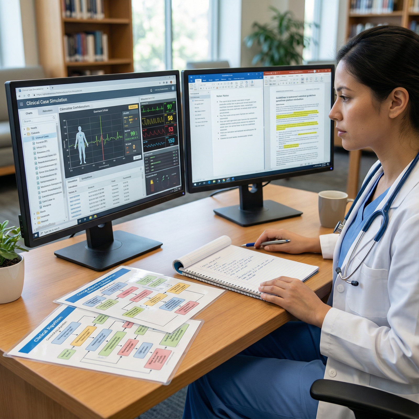 Medical resident reviewing USMLE Step 3 CCS cases - USMLE Step 3 for Mastering USMLE Step 3: Essential Exam Prep Tips from To