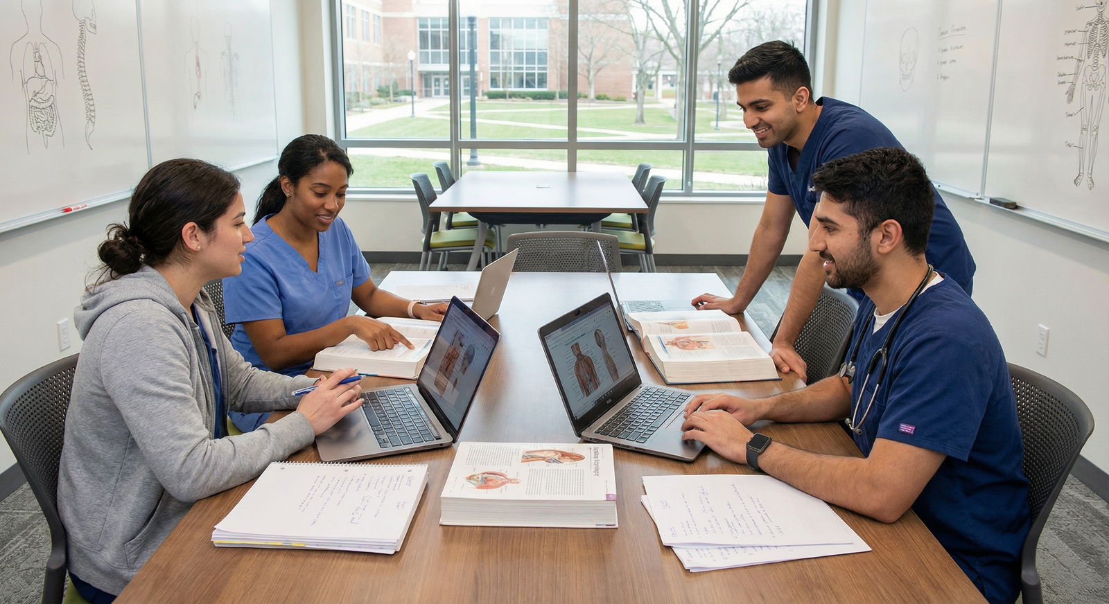 Medical students collaborating in a study group - Medical School for Mastering Medical School: Essential Study Habits for Fir