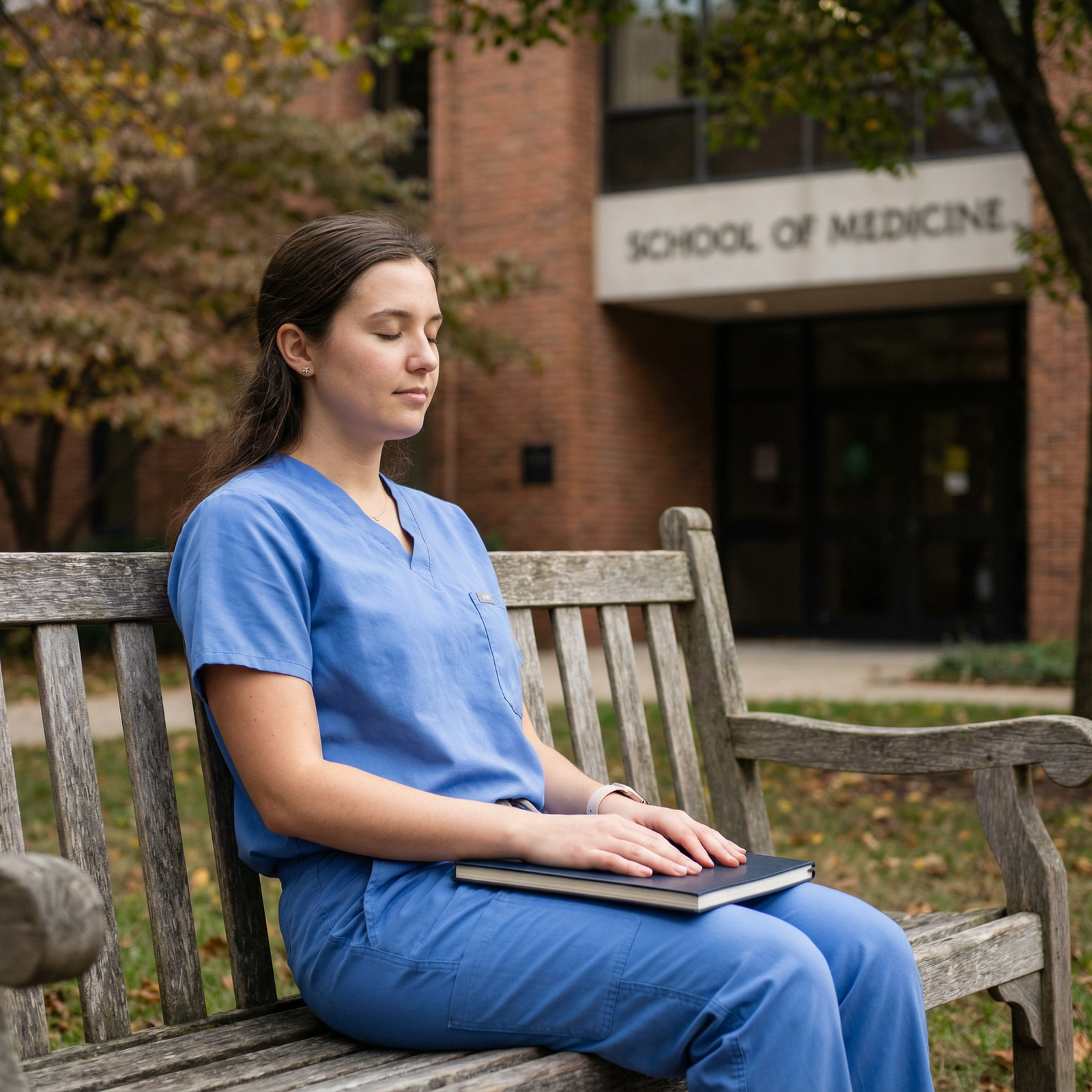 Medical student practicing mindfulness to manage stress - Medical School for Mastering Medical School: Essential Study Tips f