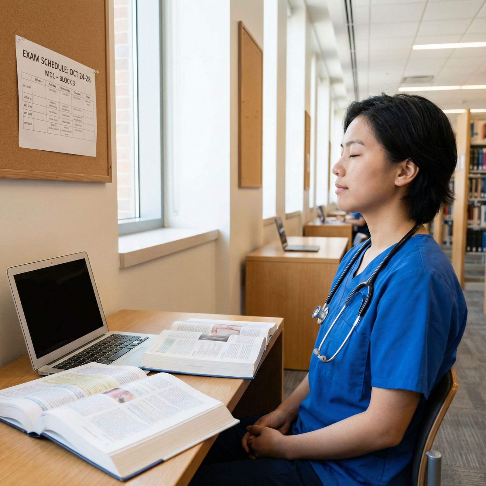 Medical student practicing stress management before an exam - Test Anxiety for Mastering Test Anxiety: Strategies for Academi