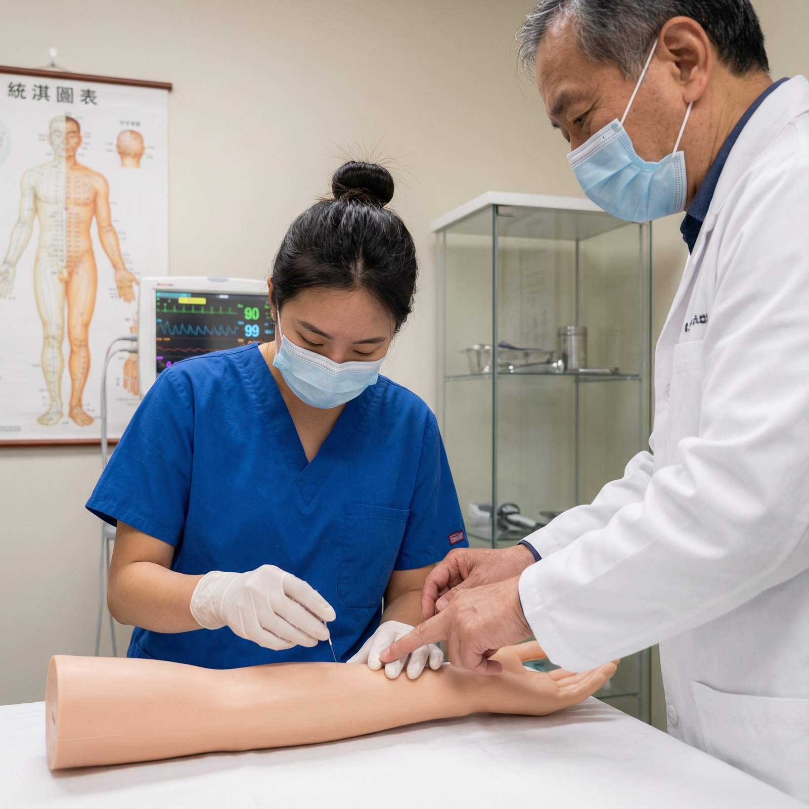 Medical student learning acupuncture and integrative techniques - Natural Health for Discovering Natural Health Careers in Ho
