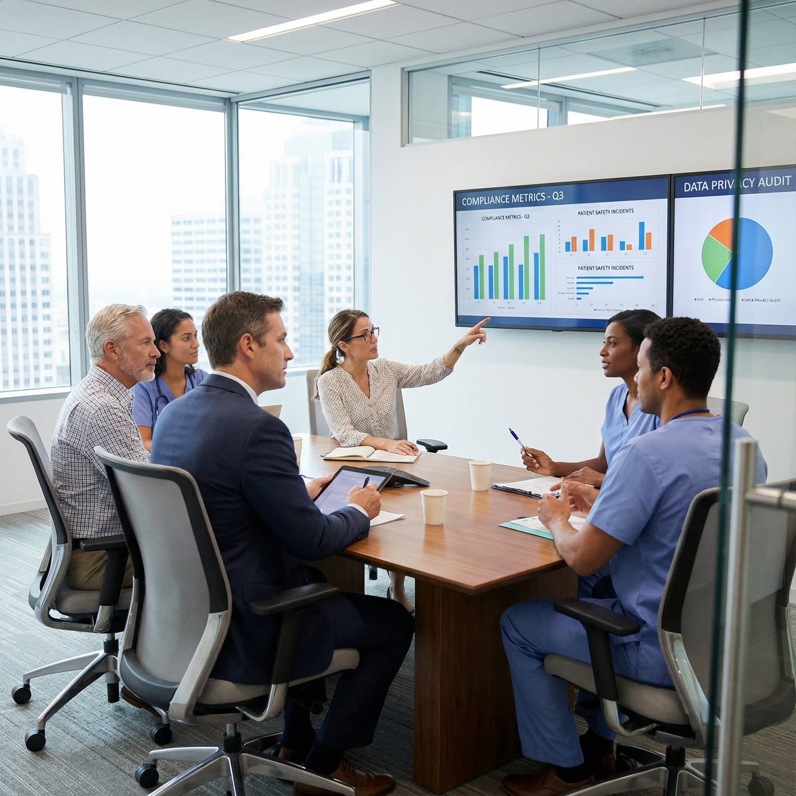 Healthcare team discussing compliance and patient safety strategies - Healthcare Regulations for Unlocking Lucrative Complian