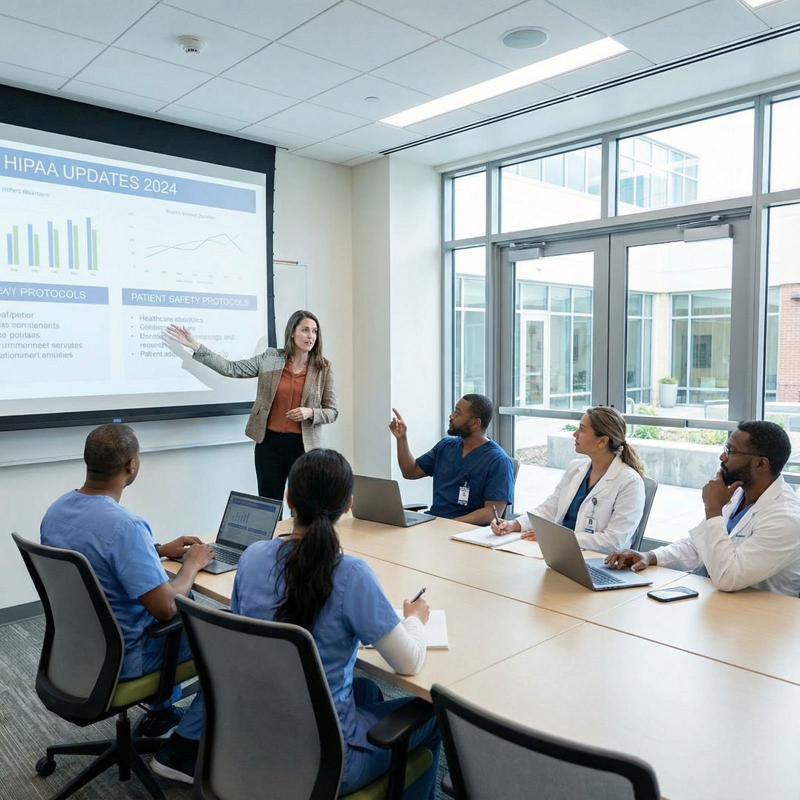 Compliance officer presenting regulatory updates to clinical staff - Healthcare Regulations for Unlocking Lucrative Complianc