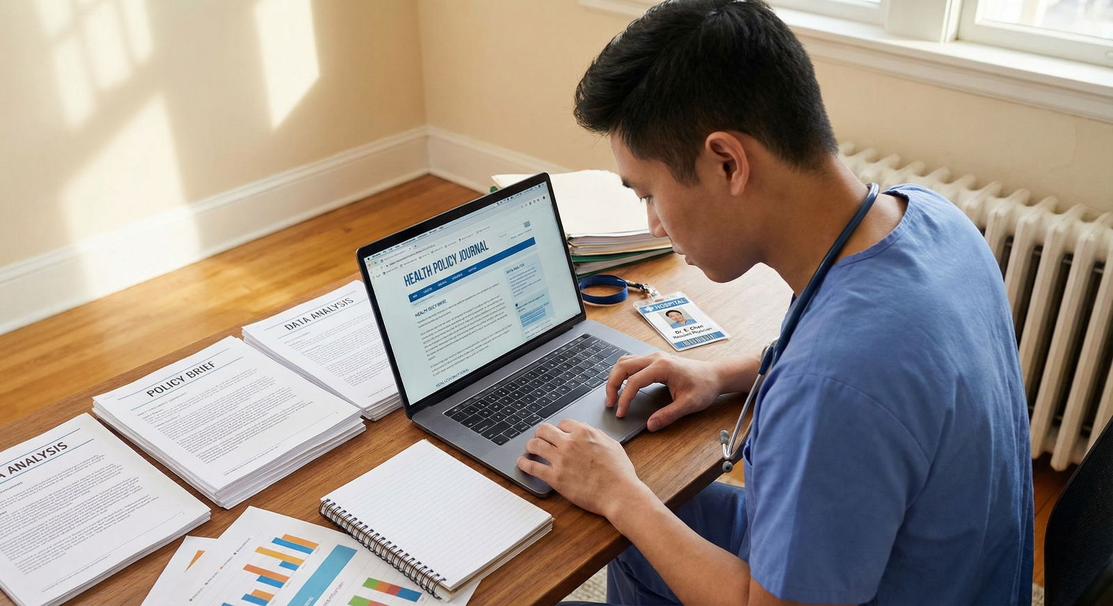 Medical trainee studying health policy resources - Medical Policy Research for Unlocking New Opportunities: The Surge of Medi
