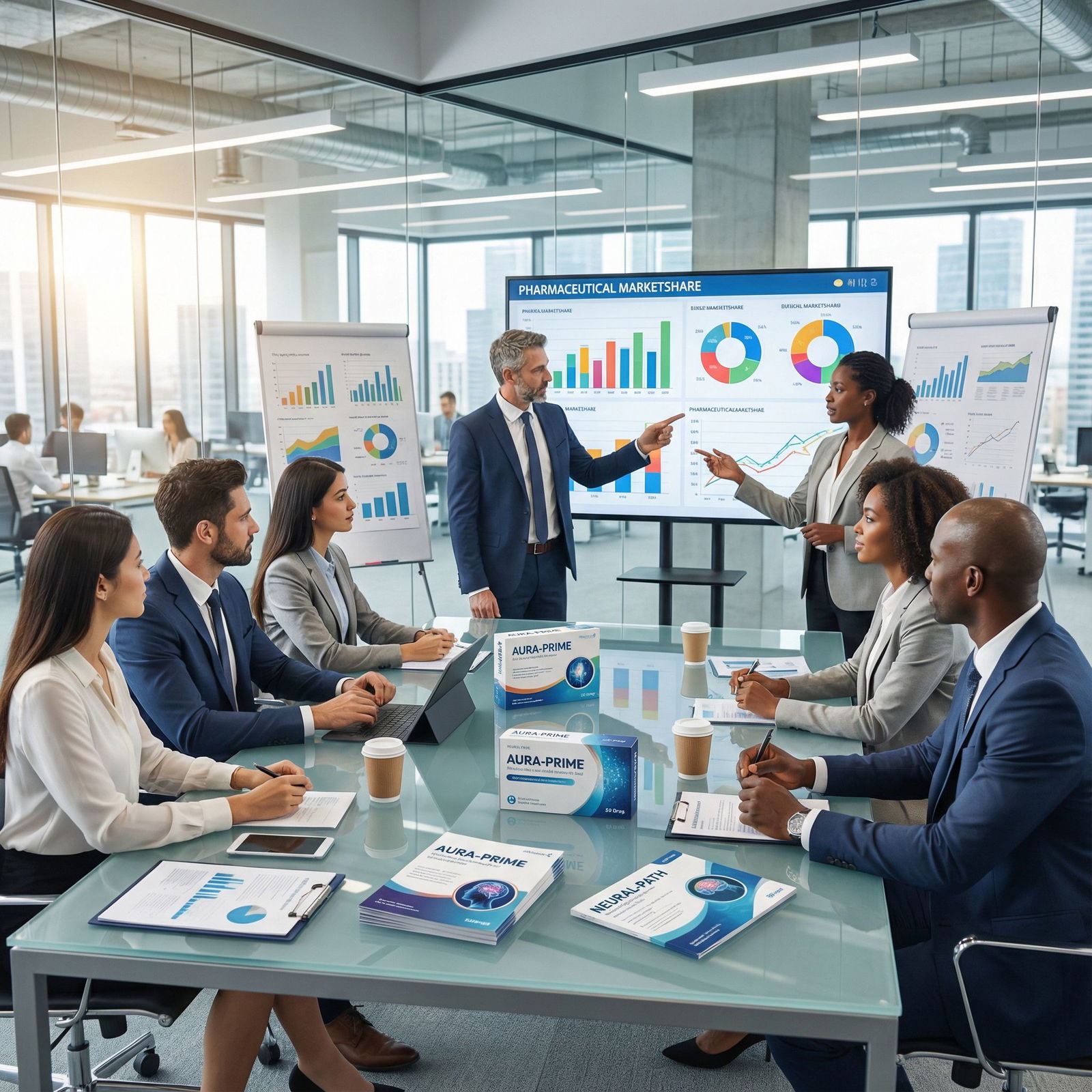 Pharmaceutical sales and marketing professionals collaborating on strategy - Pharmaceutical Careers for Explore Alternative P