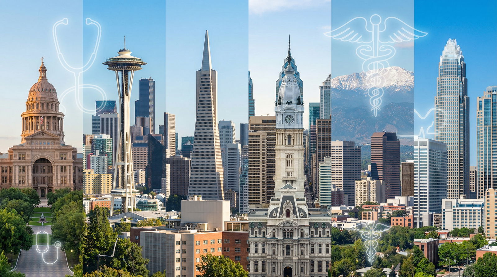 Skyline of top U.S. cities for young physicians - Healthcare Careers for Top Cities for Young Doctors: Launch Your Healthcare