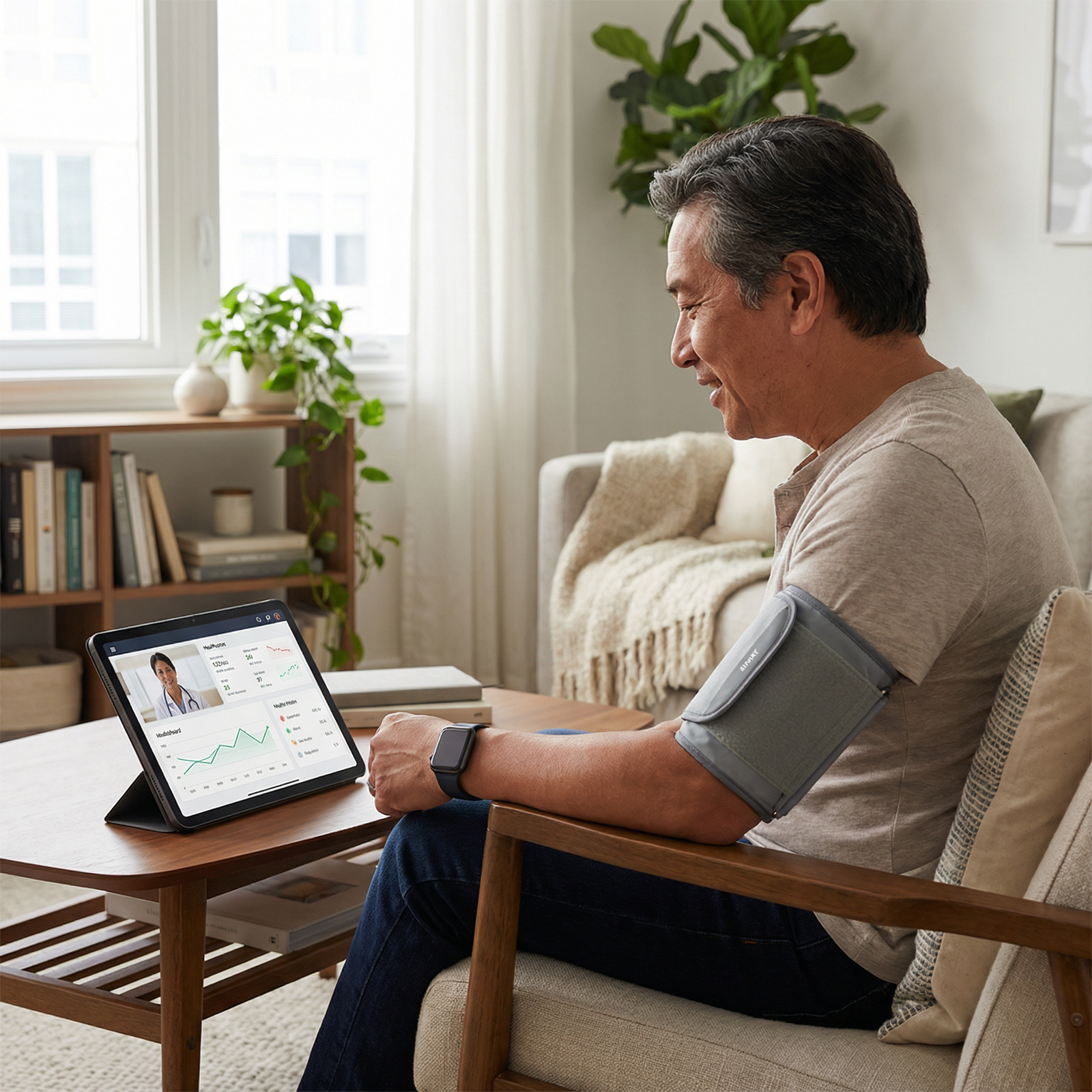 Patient using wearable device for remote chronic disease monitoring Patient using wearable device for remote chronic disease monitoring - Remote Health Monitoring for Transforming Patient Care: