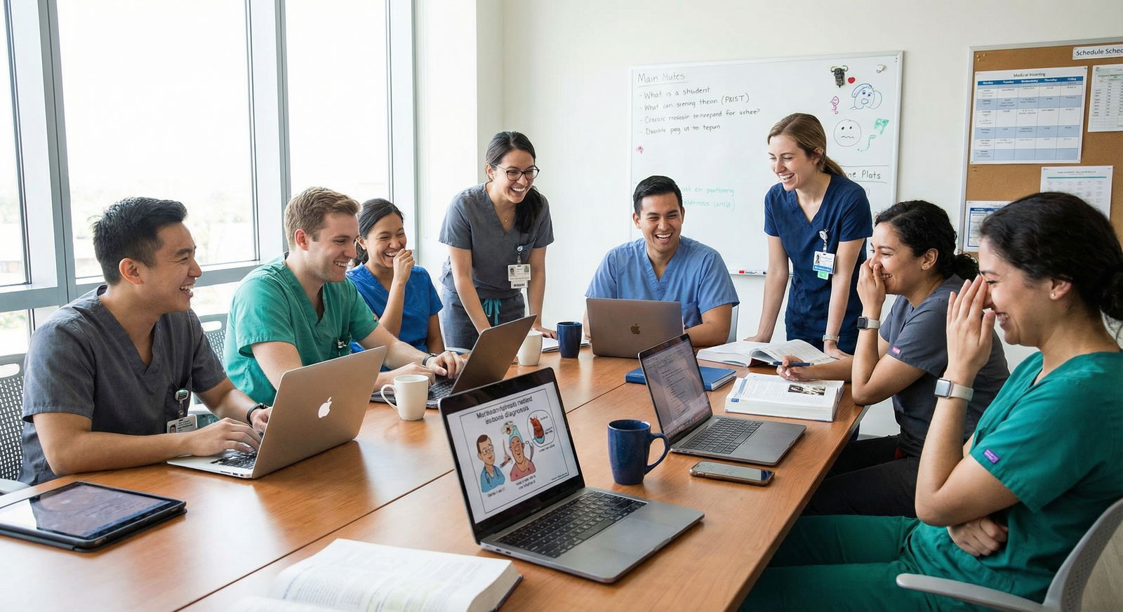 Medical students laughing together during a study break - medical humor for 10 Hilarious Medical Fails that Every Healthcare