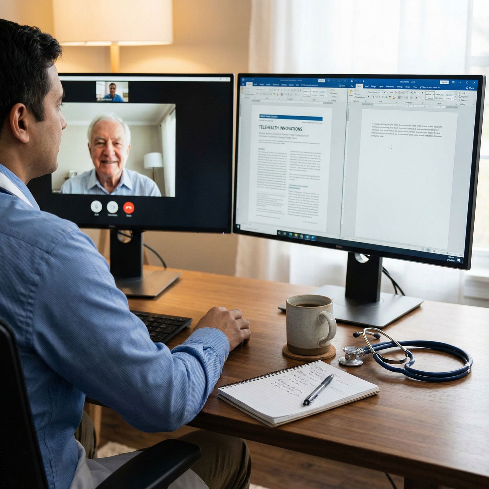 Physician working remotely in telemedicine and medical writing - Physician Income for Maximize Your Earnings: Essential Side