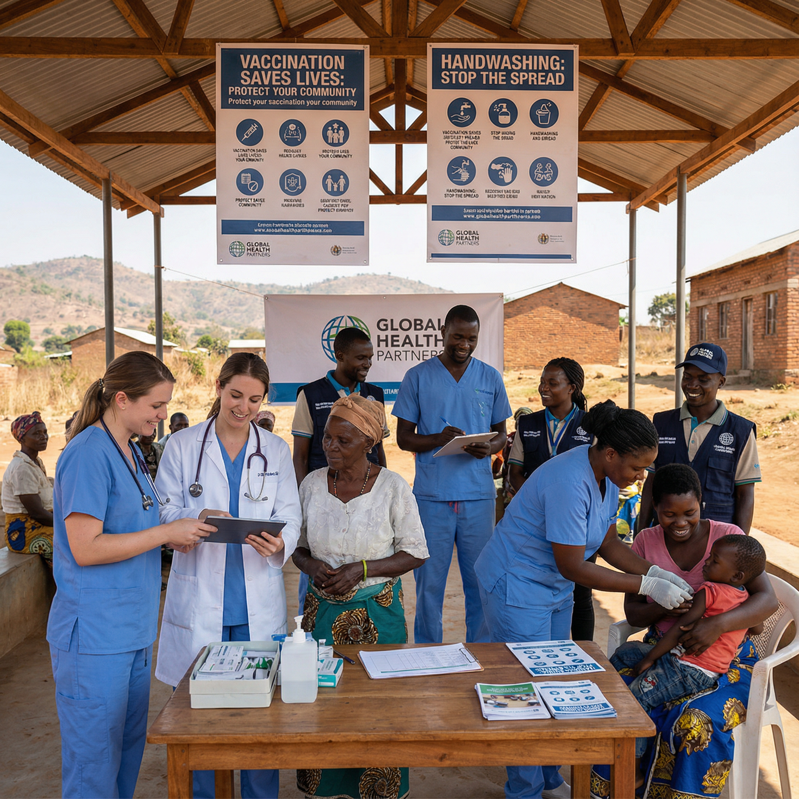Community health workers and clinicians collaborating in the field Community health workers and clinicians collaborating in the field - Global Health for Transform Your Healthcare Career: Make