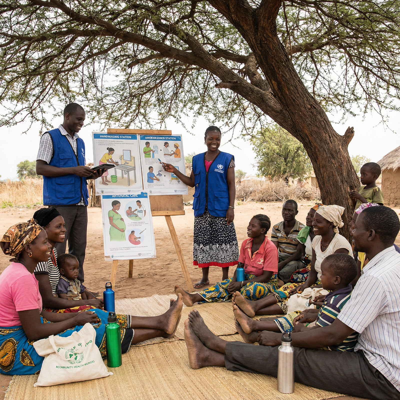 Community health workers leading sustainable health education in a village Community health workers leading sustainable health education in a village - Humanitarian Work for Effective Humanitarian Wor