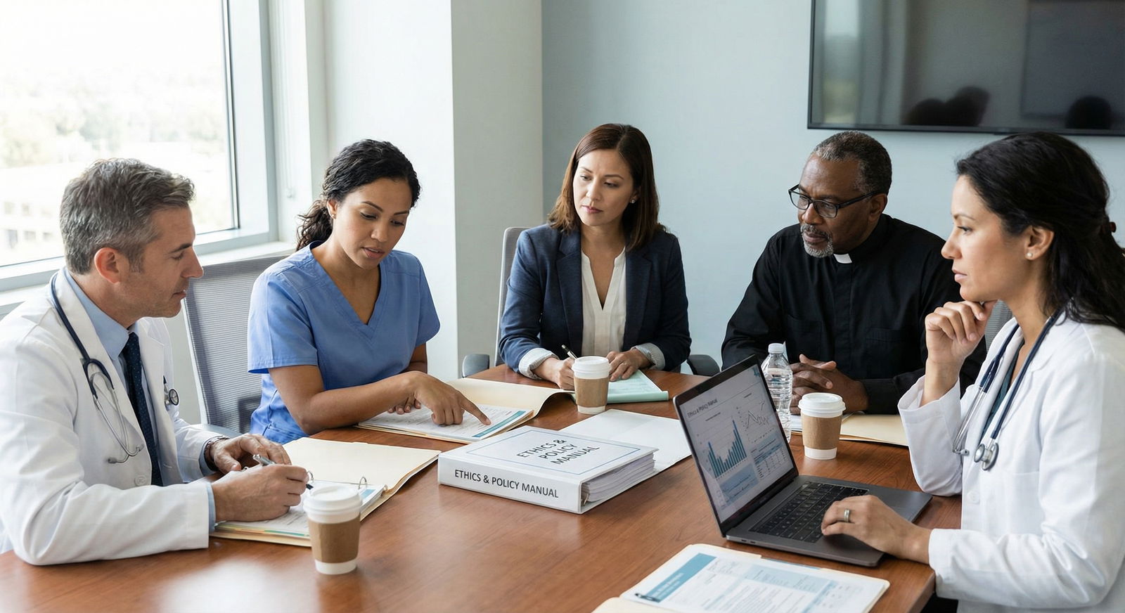Medical team discussing an ethical dilemma around a conference table Medical team discussing an ethical dilemma around a conference table - Patient Autonomy for Navigating Patient Autonomy and B