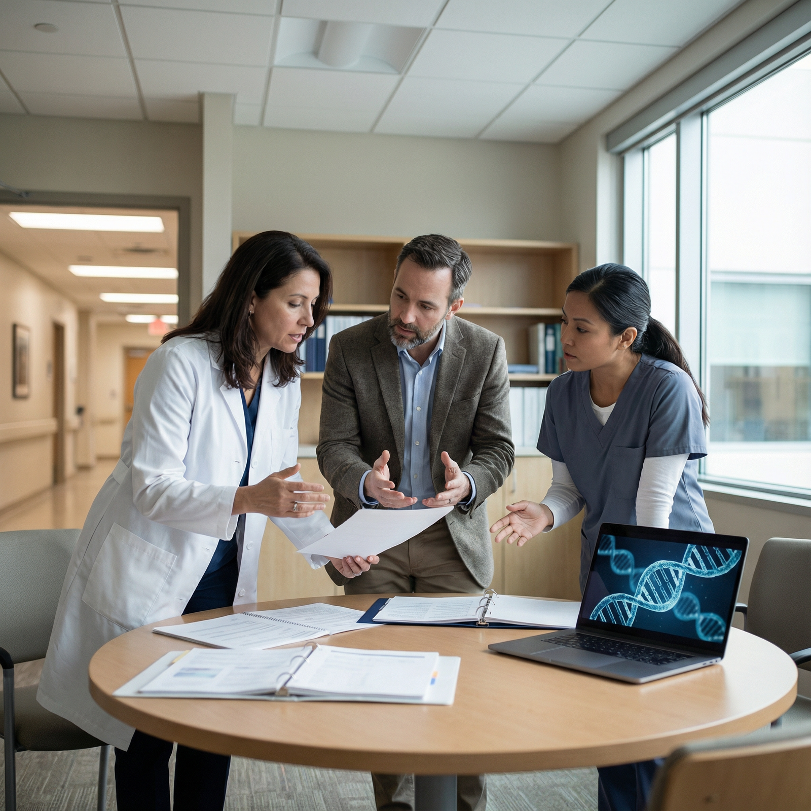 Medical team discussing ethical issues in genetics - Genetic Testing for Mastering Ethical Challenges in Genetic Testing: A G