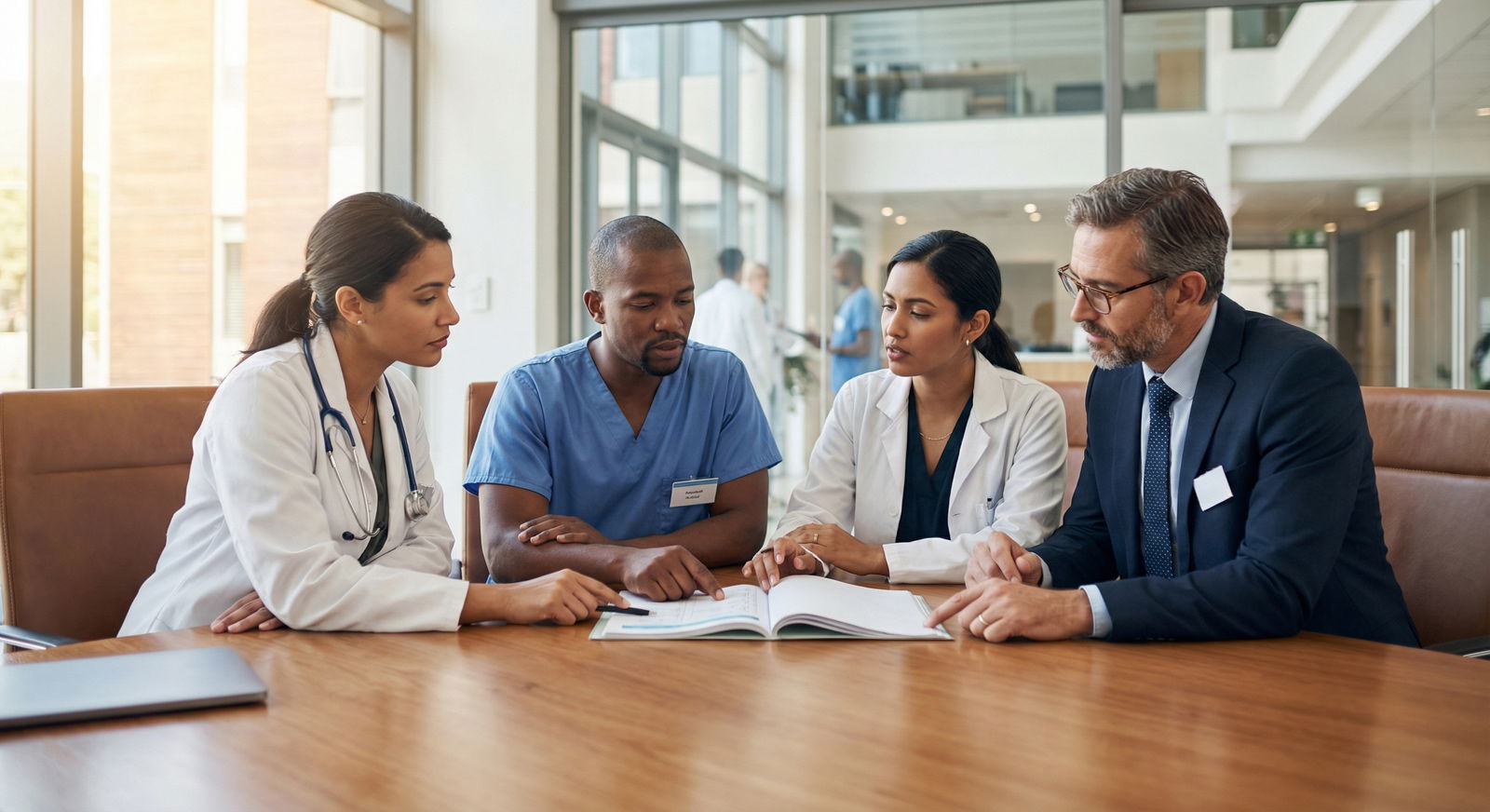 Healthcare professionals discussing an ethical dilemma in patient care - Ethics in Healthcare for Mastering Ethical Dilemmas