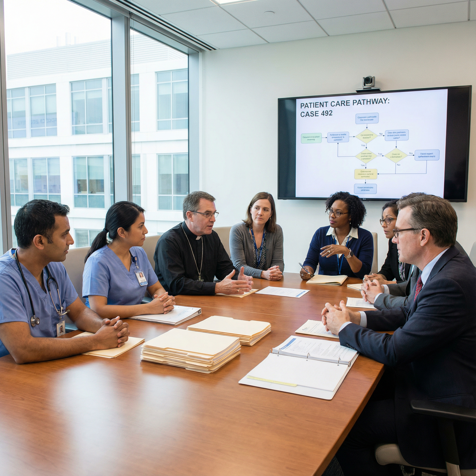 Multidisciplinary healthcare ethics committee in discussion Multidisciplinary healthcare ethics committee in discussion - Medical Ethics for Navigating Complex Medical Ethics: The Essen