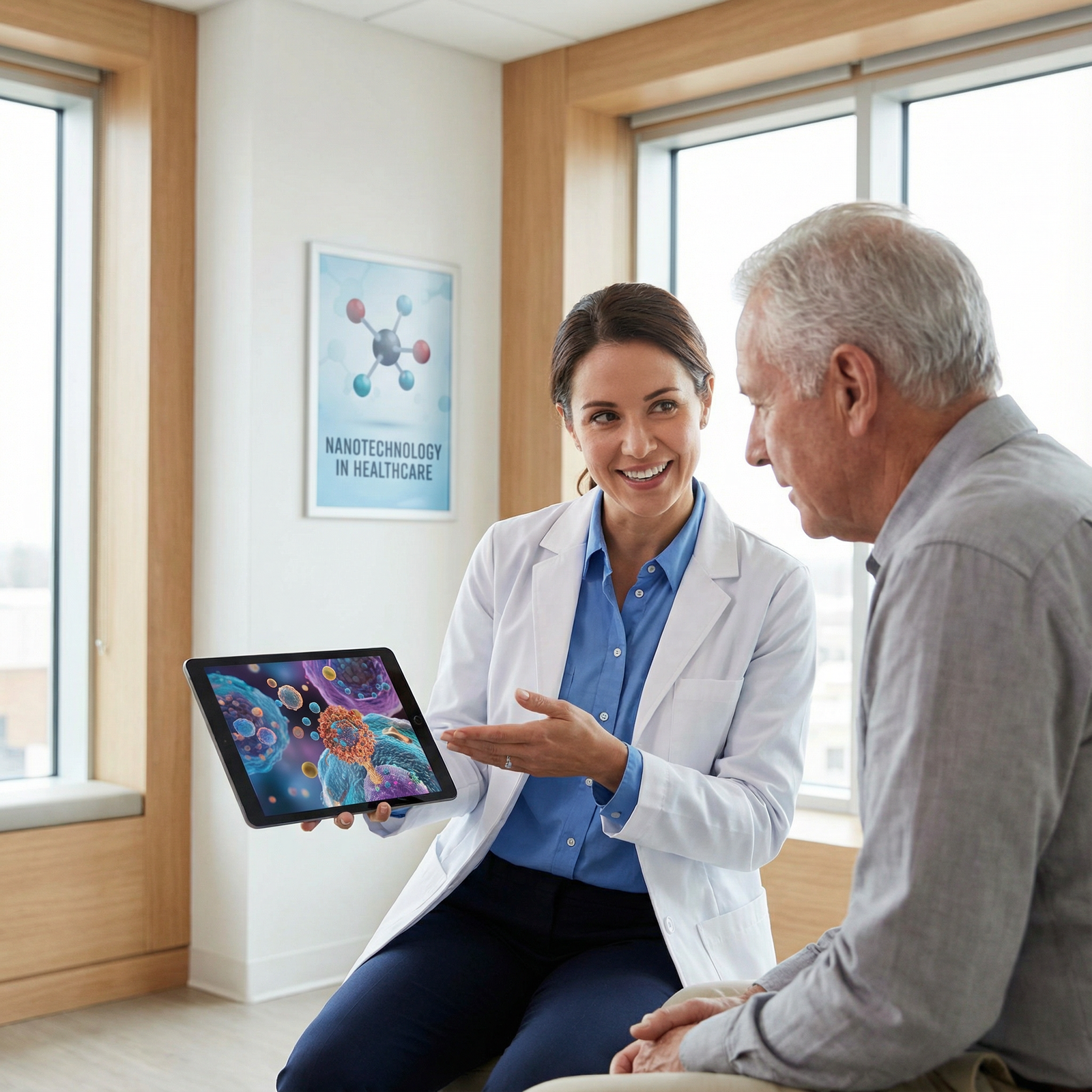 Clinician explaining nanomedicine to a patient - Nanotechnology for Revolutionizing Drug Delivery: The Role of Nanotechnology