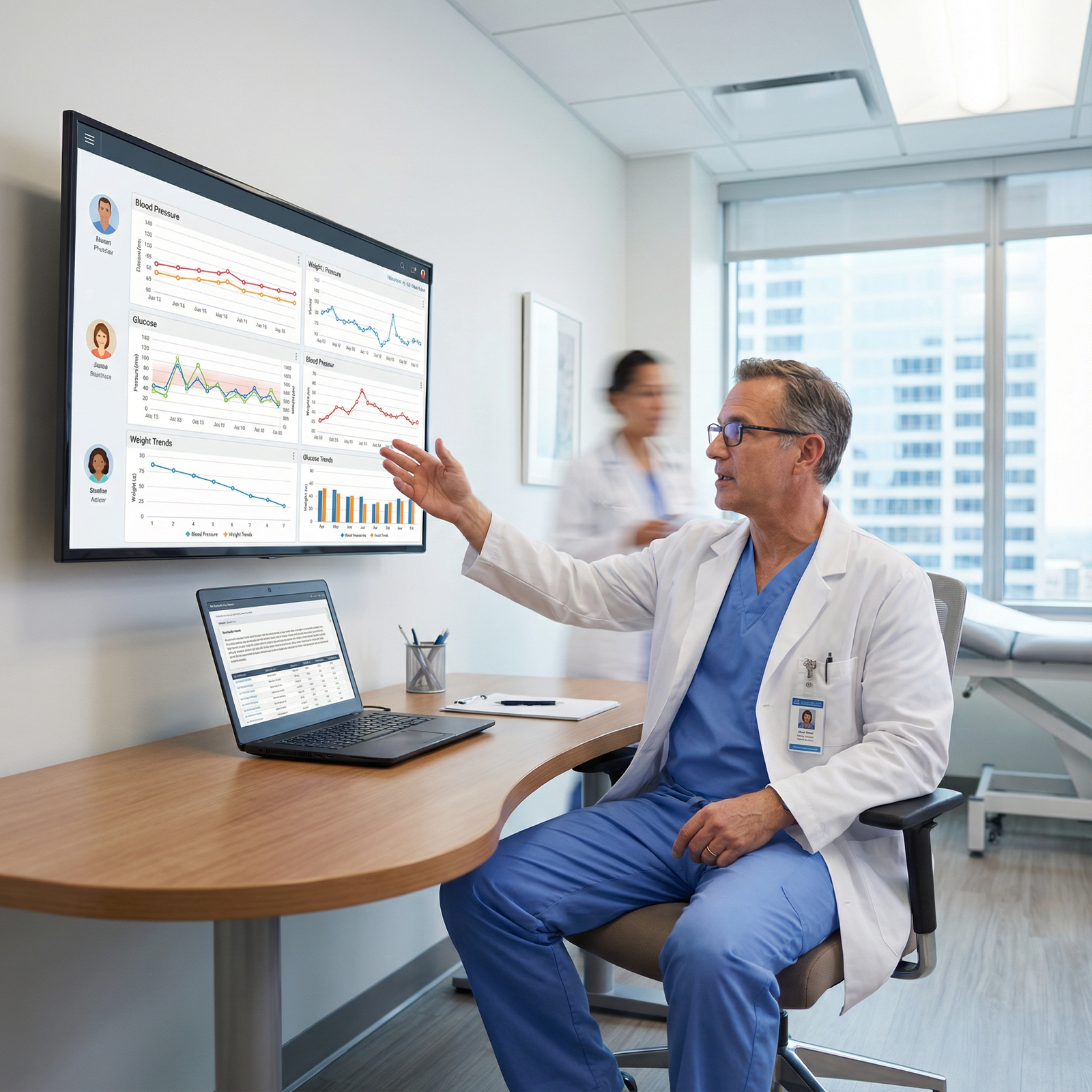 Clinician monitoring remote patient data dashboard - Telemedicine for Unlocking Healthcare Access: Telemedicine's Role in Rem