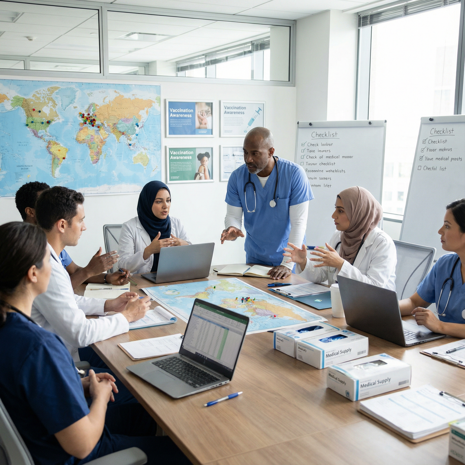 Global health clinician shadowing local nurse at triage -  for The First 90 Days in a New Global Health Post: Priorities and