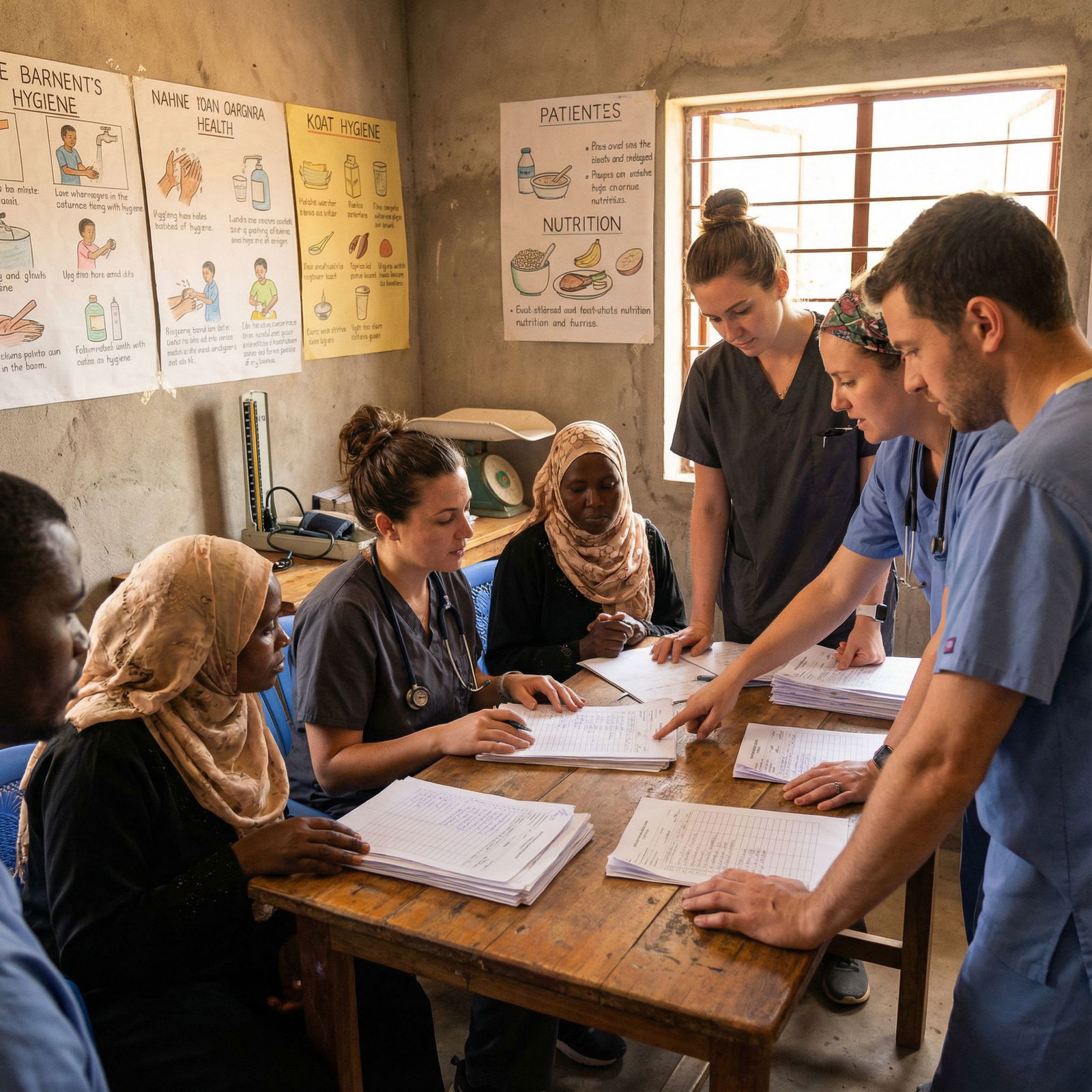 Medical team collaborating with local health workers in a rural clinic - Medical Volunteer Work for Transforming Lives: Medic