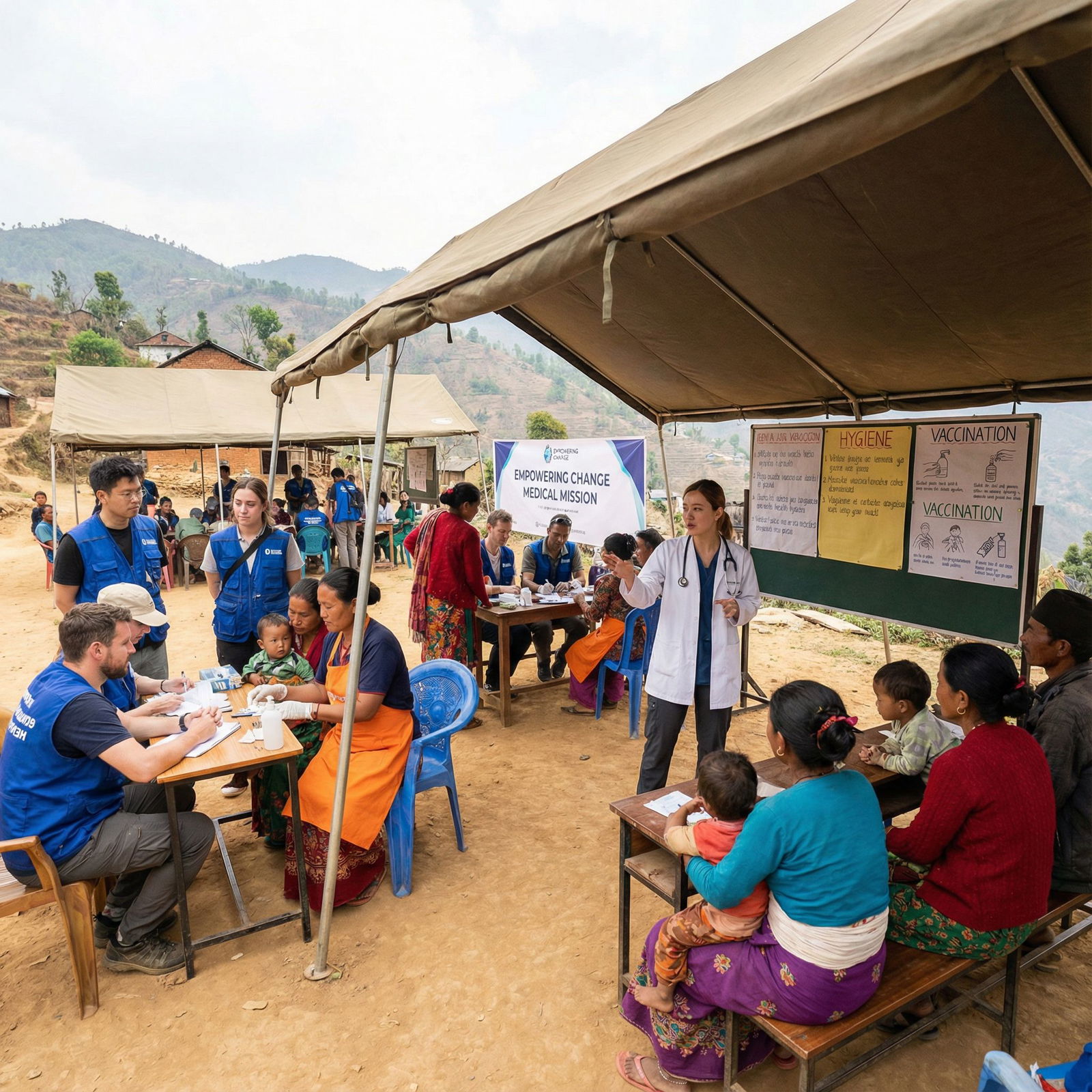 Clinician examining a child during an overseas pediatric medical mission clinic -  for Pediatric-Focused Medical Missions: Un