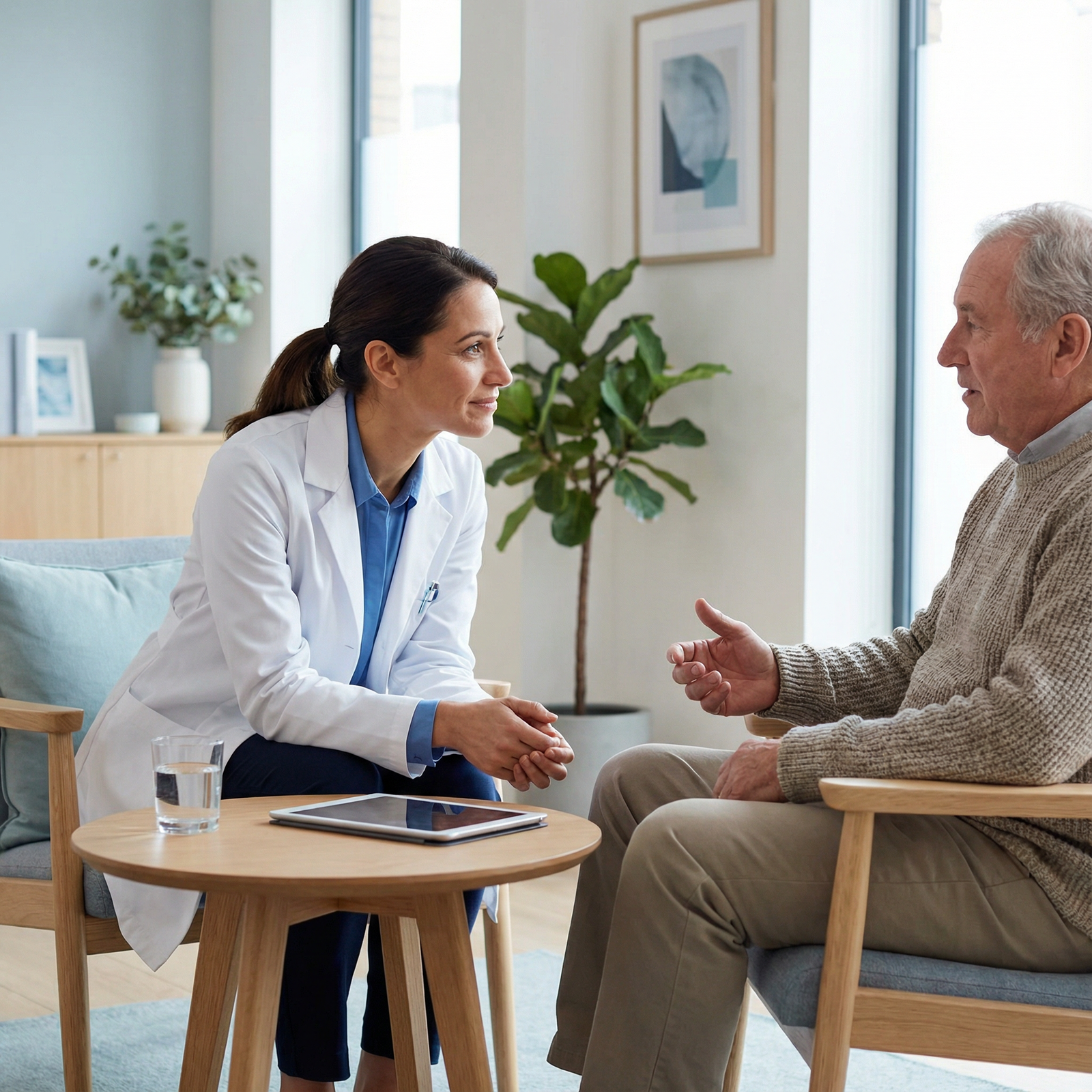 Physician practicing mindful listening with patient Physician practicing mindful listening with patient - Mindfulness for Enhancing Patient Communication through Mindfulness: A