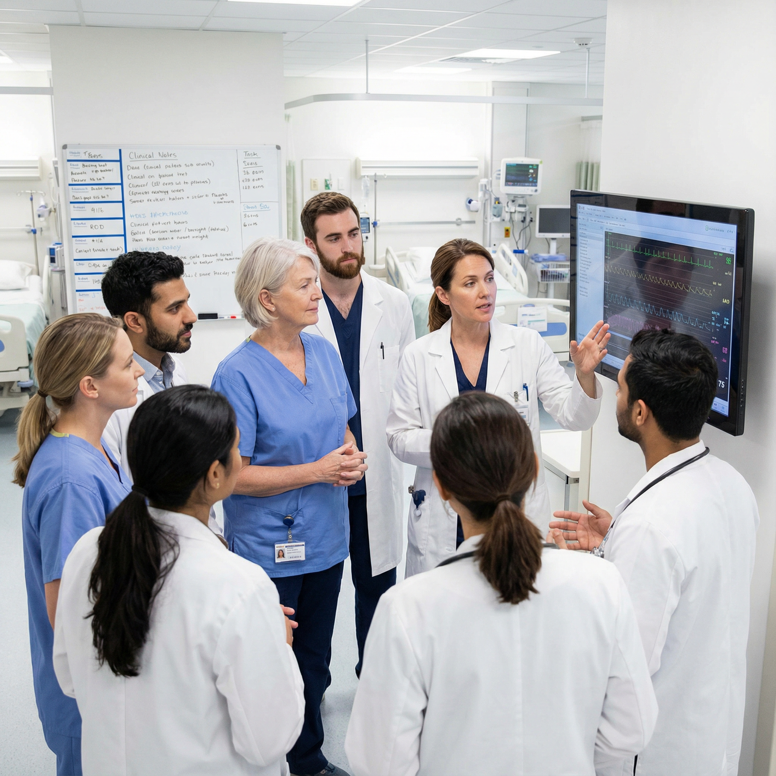 Medical team demonstrating mindful collaboration in clinical decision-making Medical team demonstrating mindful collaboration in clinical decision-making - Mindfulness in Medicine for Mastering Mindfuln