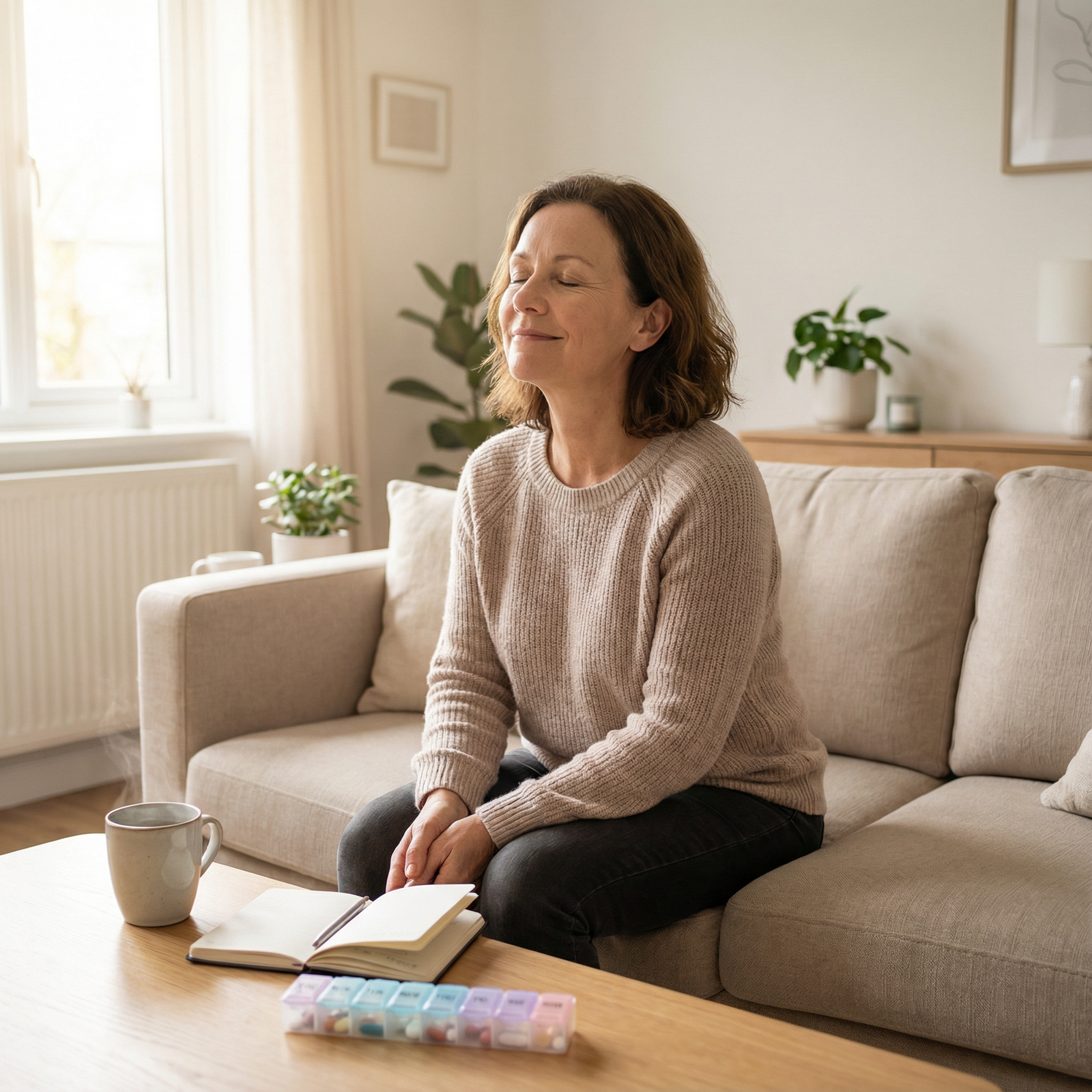 Patient practicing mindful breathing at home for chronic pain Patient practicing mindful breathing at home for chronic pain - Mindfulness for Harnessing Mindfulness for Effective Chronic