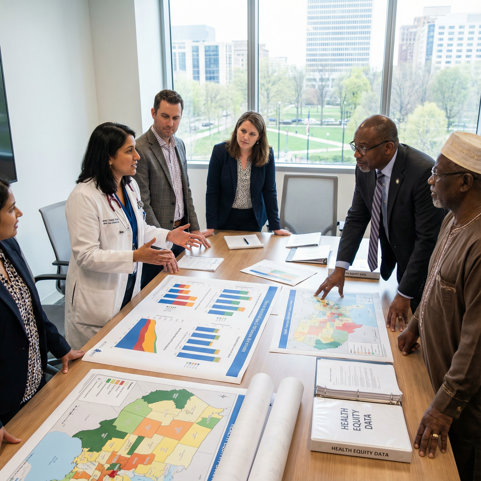 Physician engaging with community leaders on health equity initiatives - Healthcare Policy for Empowering Physicians: Navigat