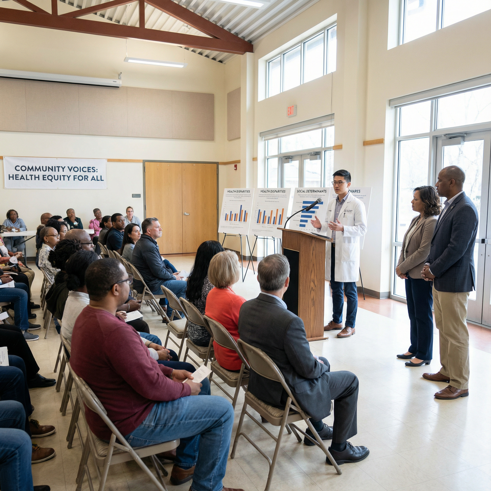 Medical trainee advocating for public health policy with community - Public Health for Essential Public Health Advocacy Strat