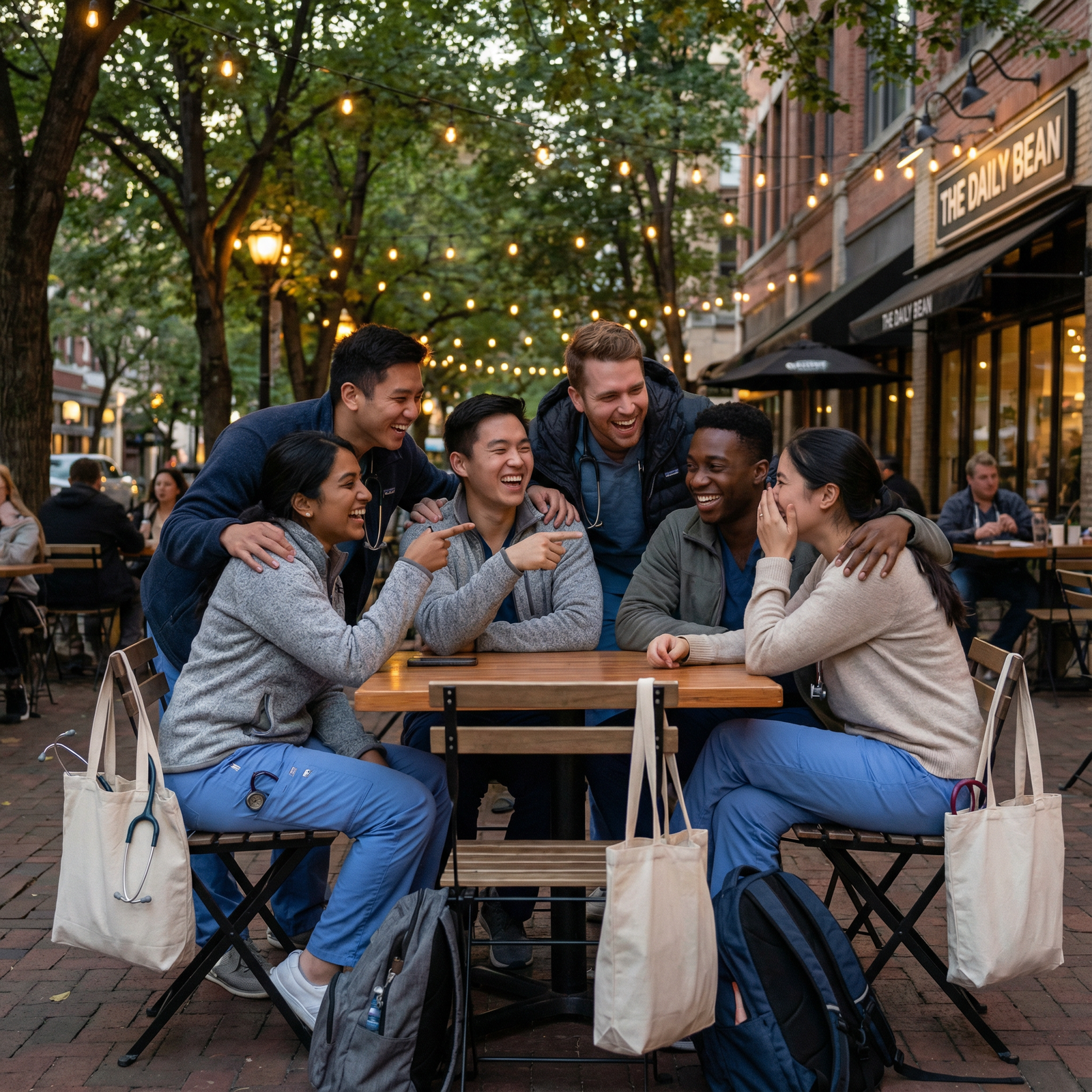 Resident doctor enjoying quality time with friends after work - work-life balance for Achieving Work-Life Balance: A Guide fo