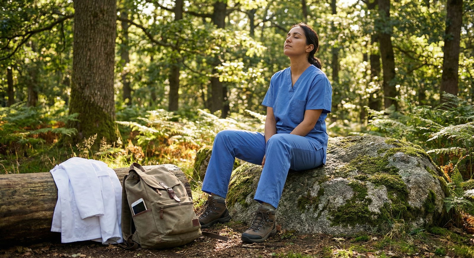 Resident relaxing in nature during a digital detox day - Burnout Prevention for Rejuvenate and Conquer Burnout: 5 Essential S