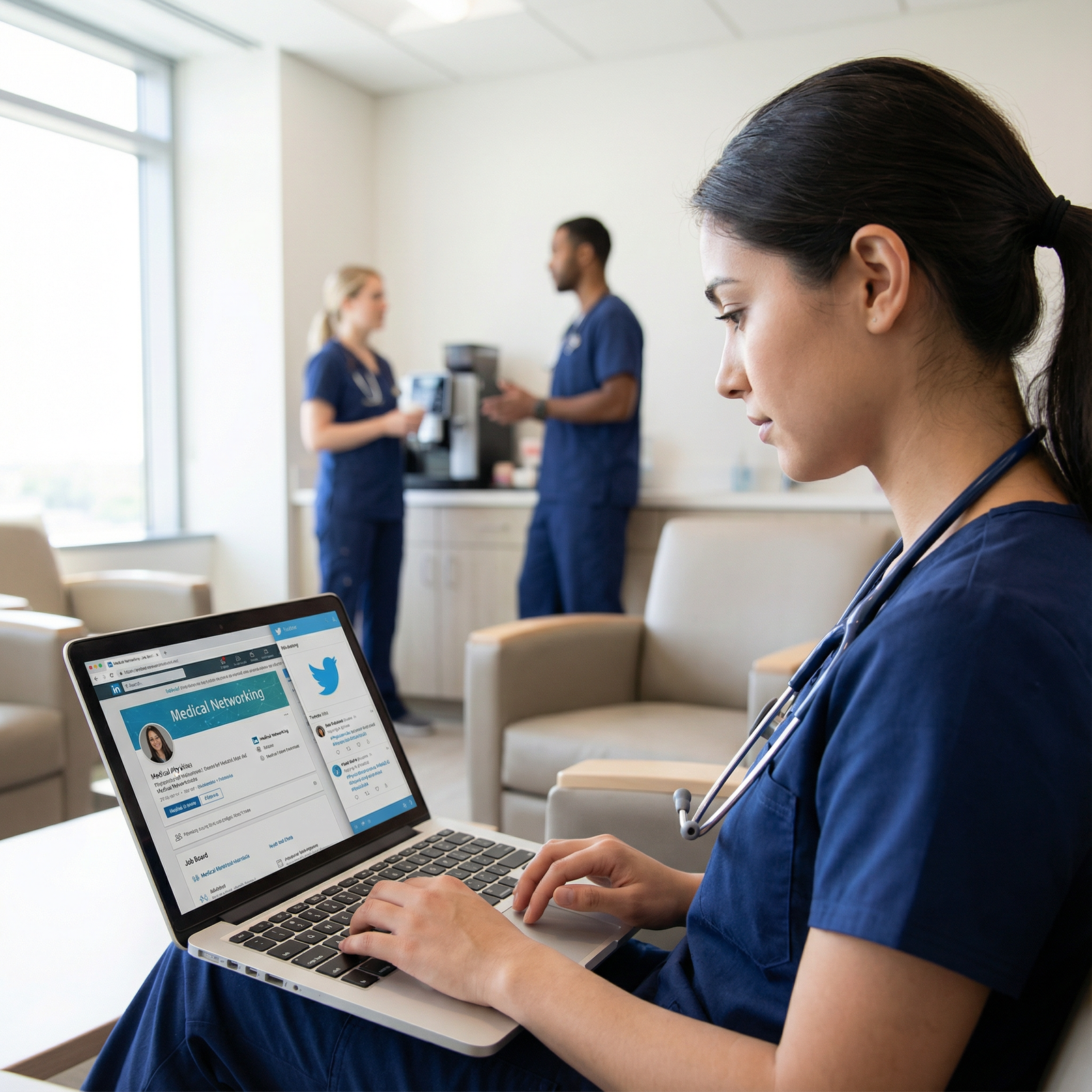 Medical resident networking on LinkedIn and Twitter - Social Media for Elevate Your Physician Job Search: Maximize Social Med