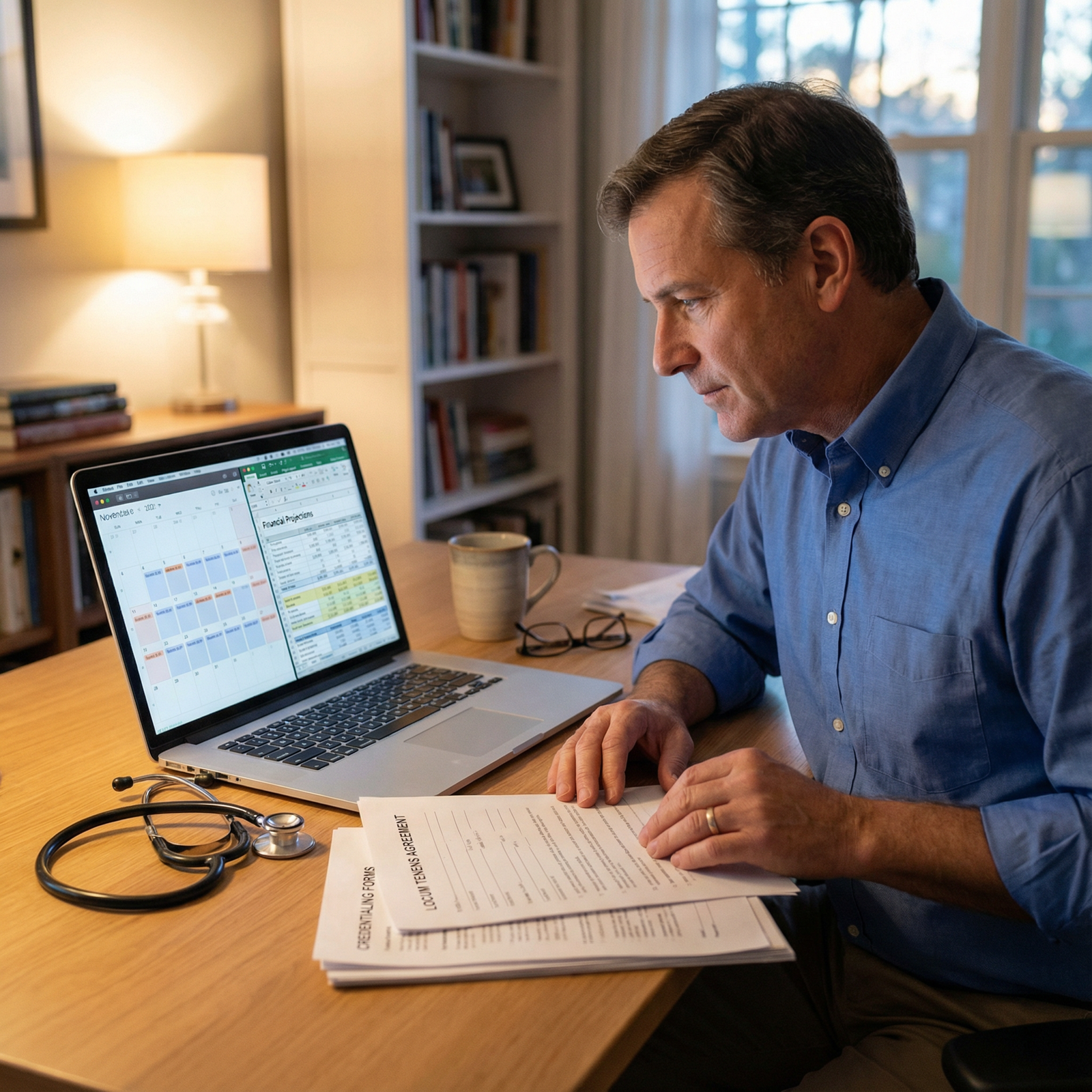 Doctor reviewing locum tenens contract and credentialing documents - Locum Tenens for Exploring Locum Tenens: The Flexibility