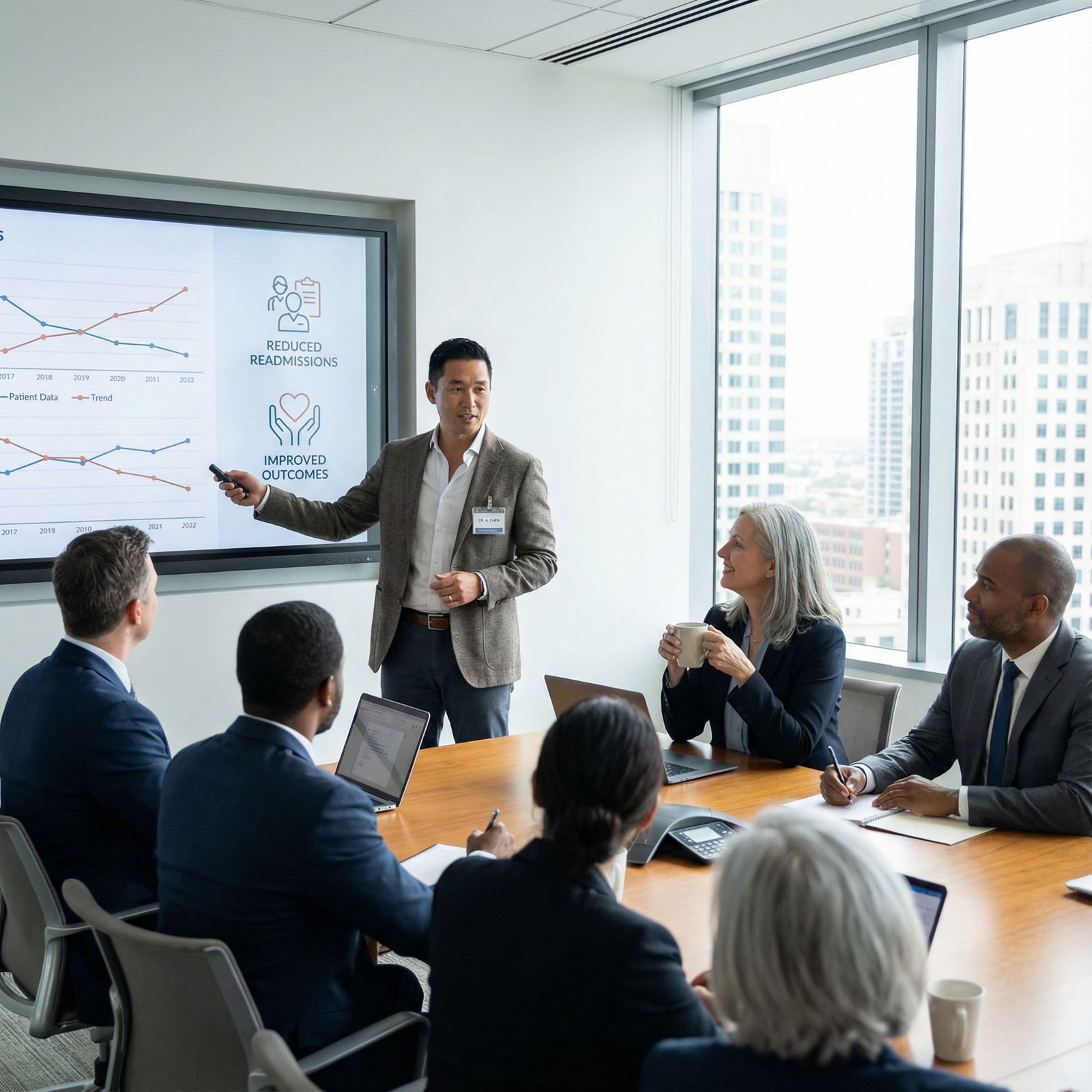 Physician entrepreneur presenting a digital health solution Physician entrepreneur presenting a digital health solution - founder role for Unlocking Innovation: How Physicians Excel as