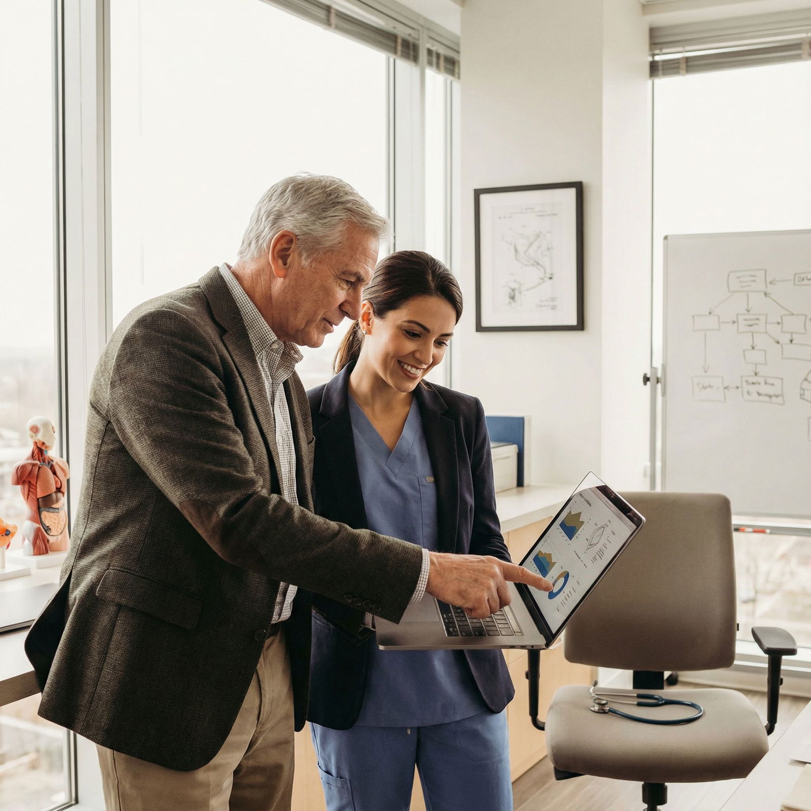 Physician entrepreneur mentoring a junior doctor in a modern office Physician entrepreneur mentoring a junior doctor in a modern office - Networking for Unlocking Opportunities: Effective Netwo