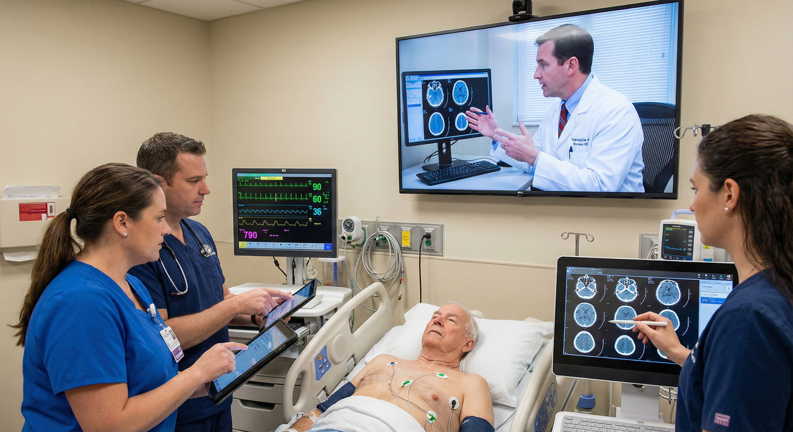 Telemedicine consult between physician and rural hospital team Telemedicine consult between physician and rural hospital team - Healthcare Innovation for Physician Entrepreneurs: Transform