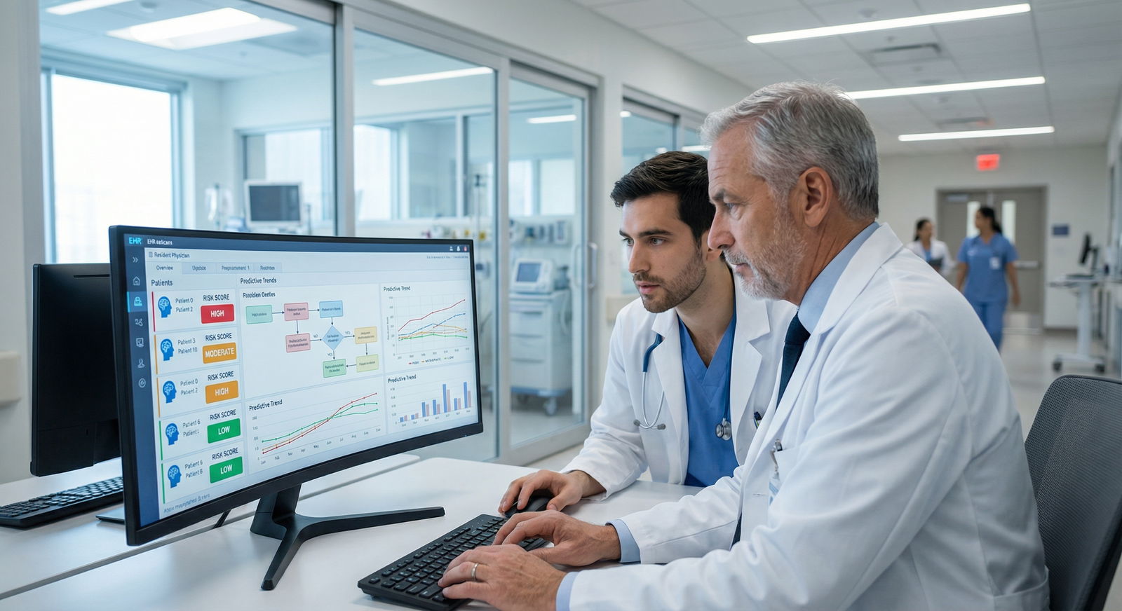 Clinicians reviewing AI-generated risk scores in the EHR - Artificial Intelligence for Transforming Patient Care: AI and Pred