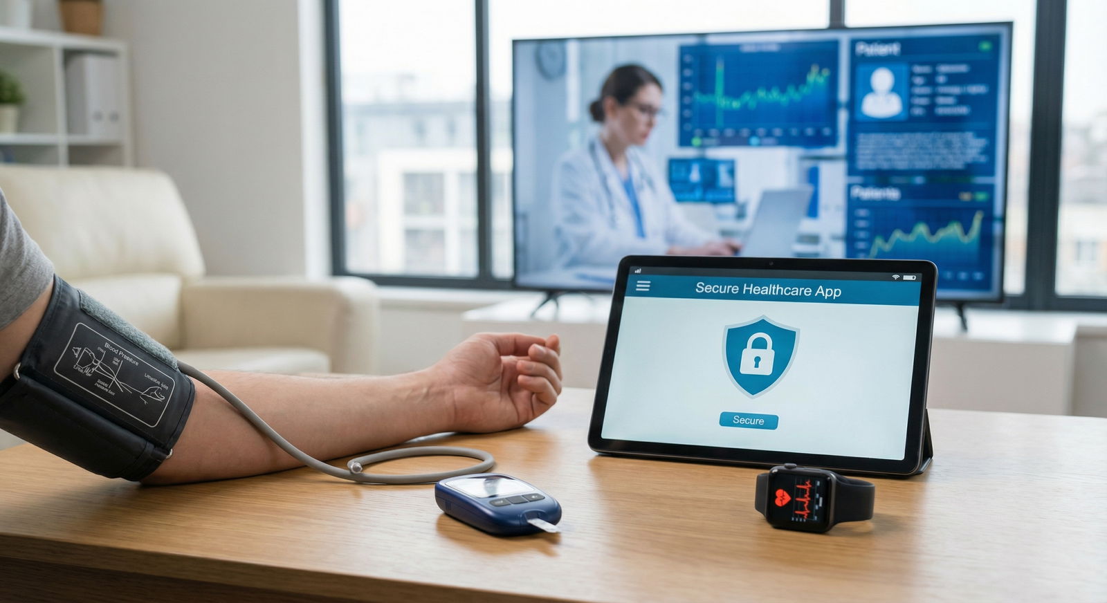 Remote patient monitoring devices connected to clinician dashboard - Telehealth for Mastering Telehealth: Essential Skills fo