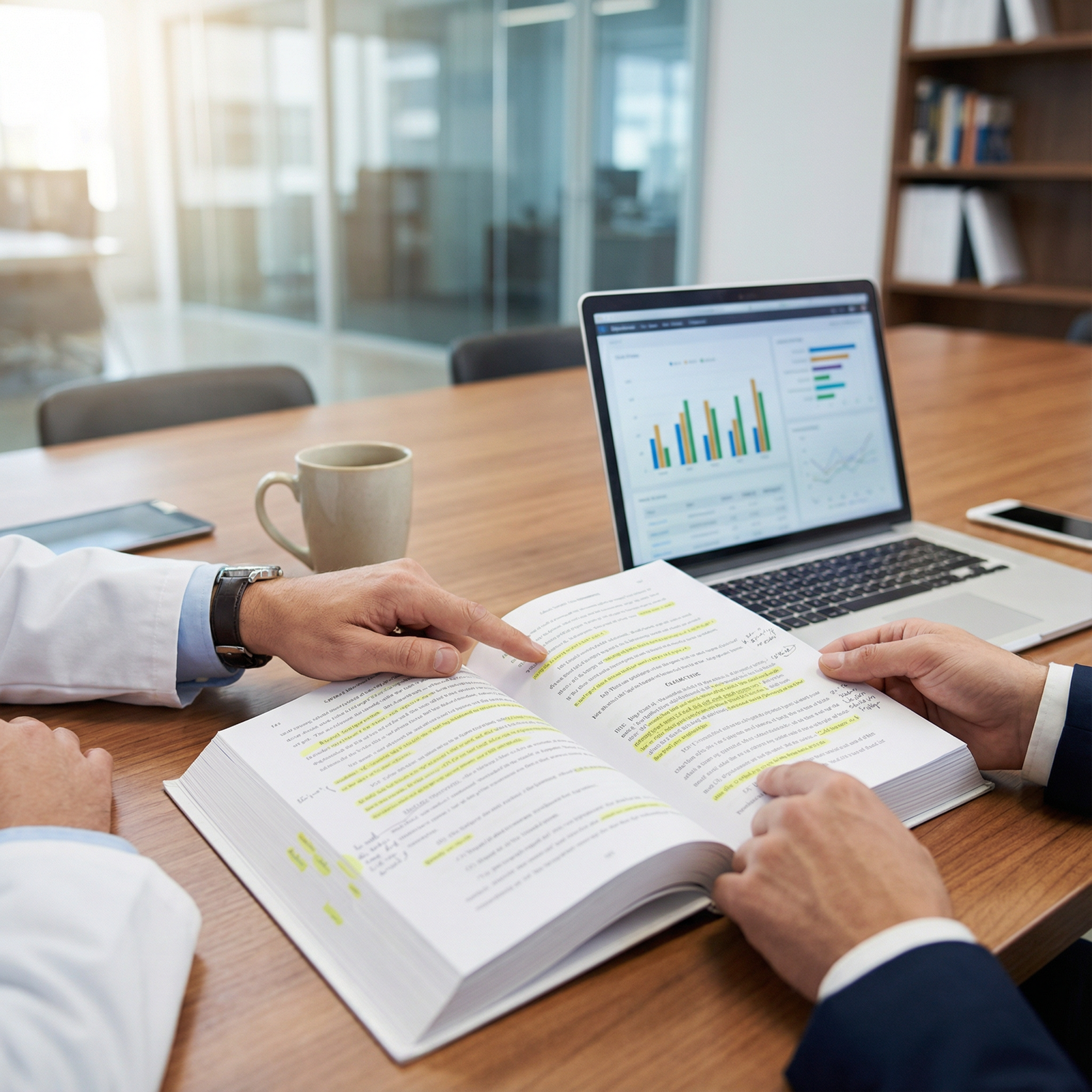 Physician and attorney discussing contract negotiation options - Physician Contracts for Mastering Physician Contracts: Key C