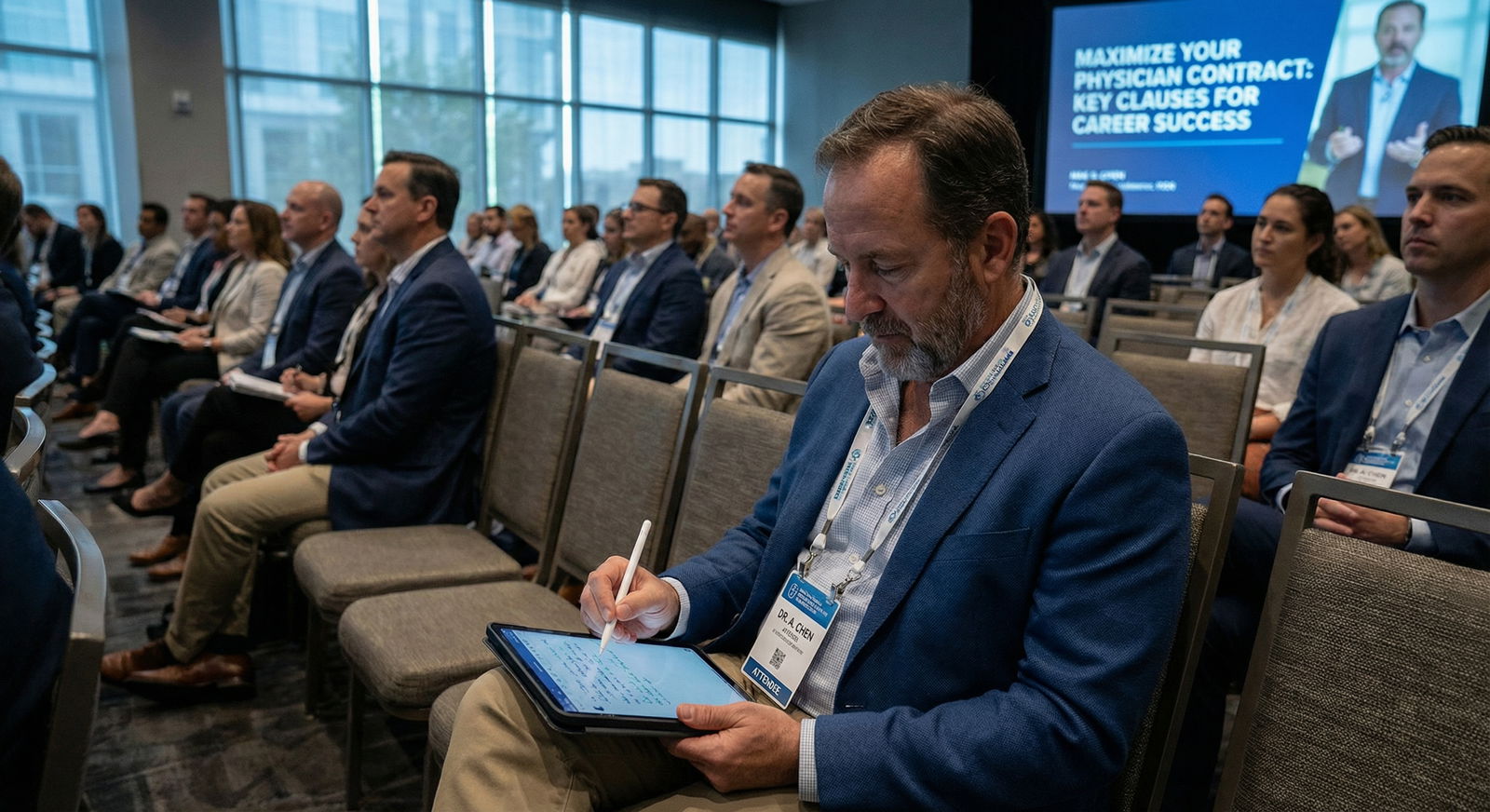 Physician engaging in continuing medical education and career development Physician engaging in continuing medical education and career development - Physician Contracts for Maximize Your Physician C