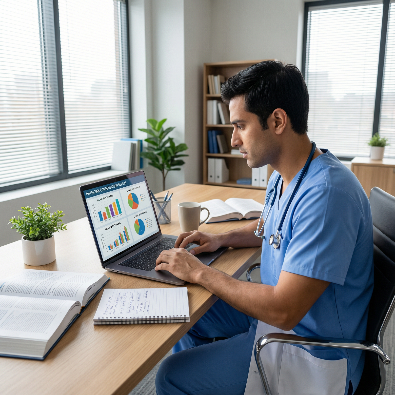 Resident researching physician compensation data - Physician Contracts for Mastering Physician Contracts: Essential Negotiati