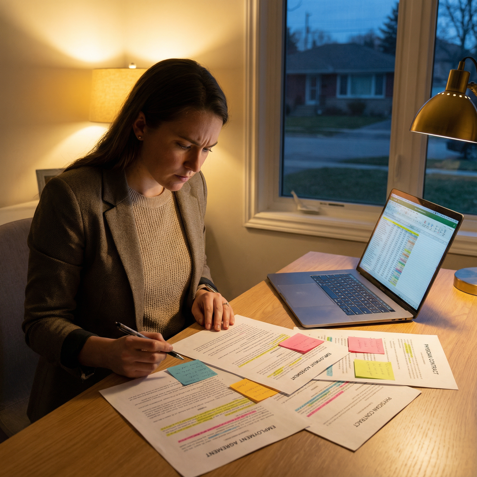 Young physician comparing multiple job offers and contracts Young physician comparing multiple job offers and contracts - Physician Contracts for Mastering Your Physician Contract: Esse