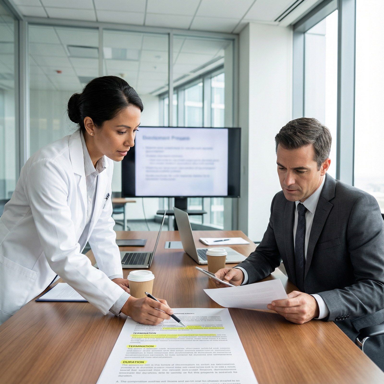 Physician discussing employment duration and termination clauses - Physician Contracts for Mastering Physician Contracts: Key