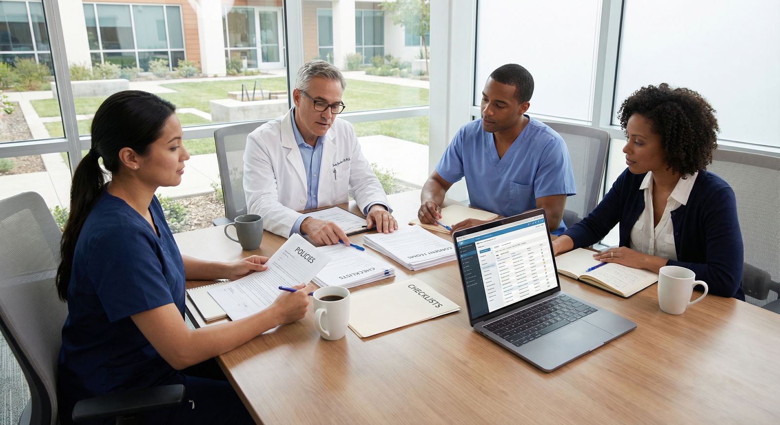 Medical team reviewing compliance and documentation policies in a private clinic Medical team reviewing compliance and documentation policies in a private clinic - Private Practice for Essential Legal Insig