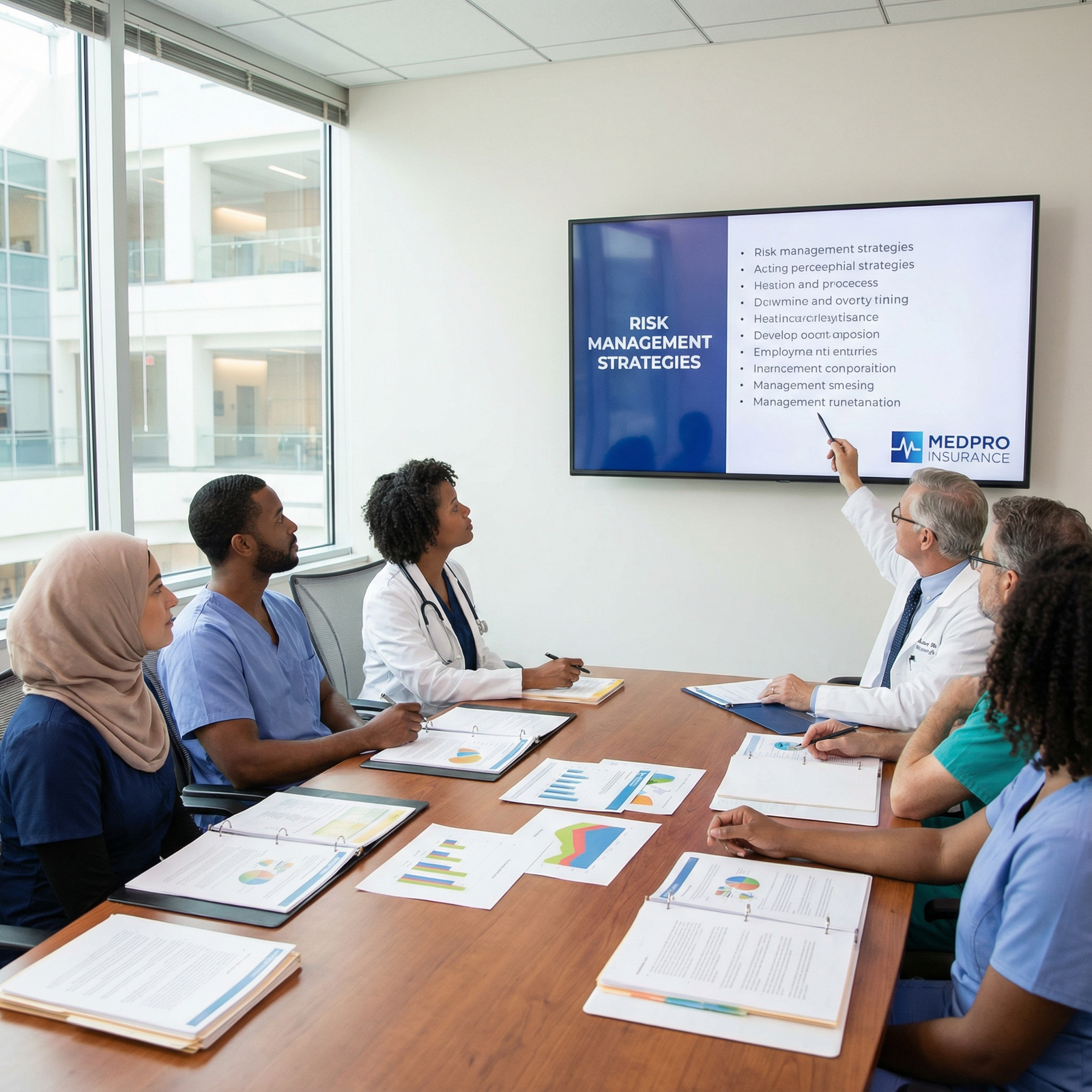 Medical team discussing risk management strategies in a private practice Medical team discussing risk management strategies in a private practice - Medical Malpractice for Essential Guide to Medical