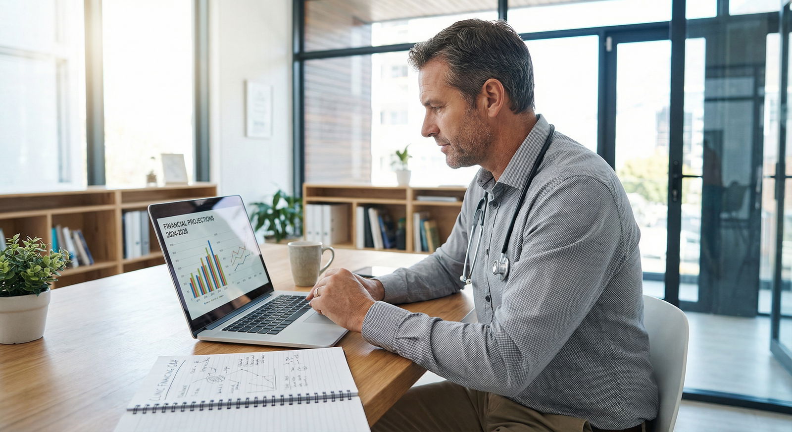 Doctor reviewing clinic financial projections and FAQs Doctor reviewing clinic financial projections and FAQs - Clinic Financing for Unlocking Your Clinic's Potential: Top Financin