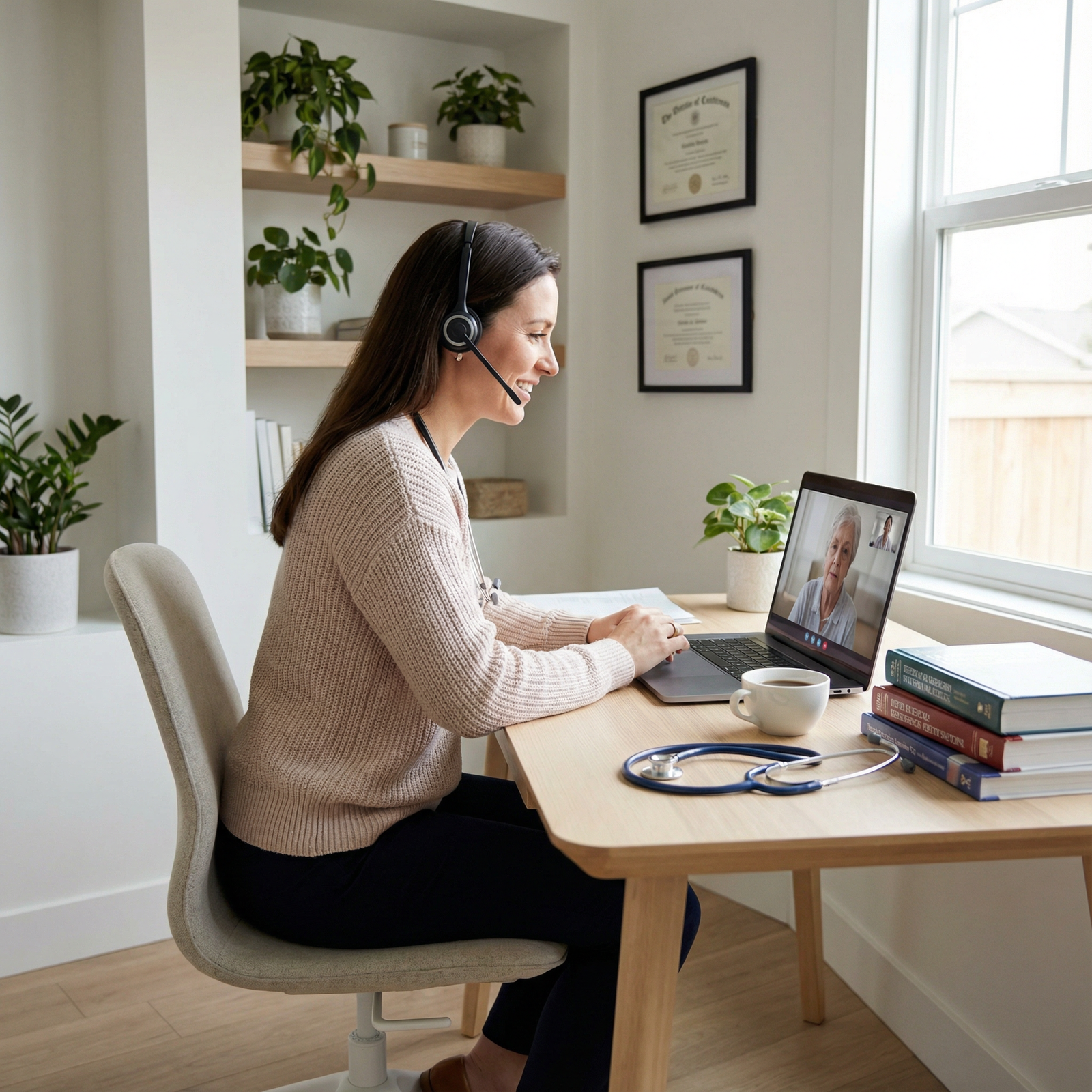 Clinician conducting a telemedicine visit in a home office - Telemedicine for Exploring Telemedicine Careers: Essential Skill