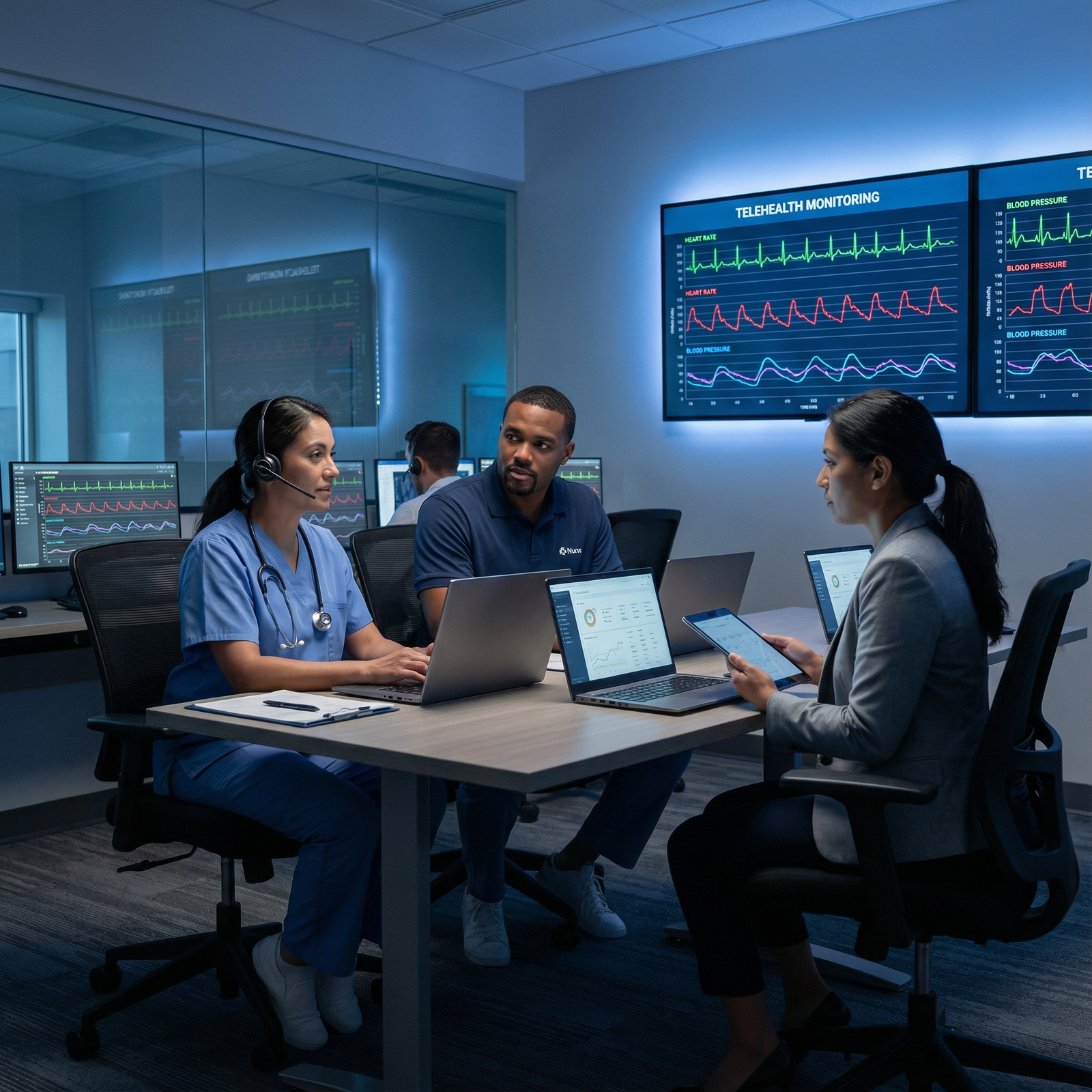 Remote patient monitoring dashboard used by a telehealth team Remote patient monitoring dashboard used by a telehealth team - Telemedicine for Telemedicine: Exploring Next-Gen Careers in