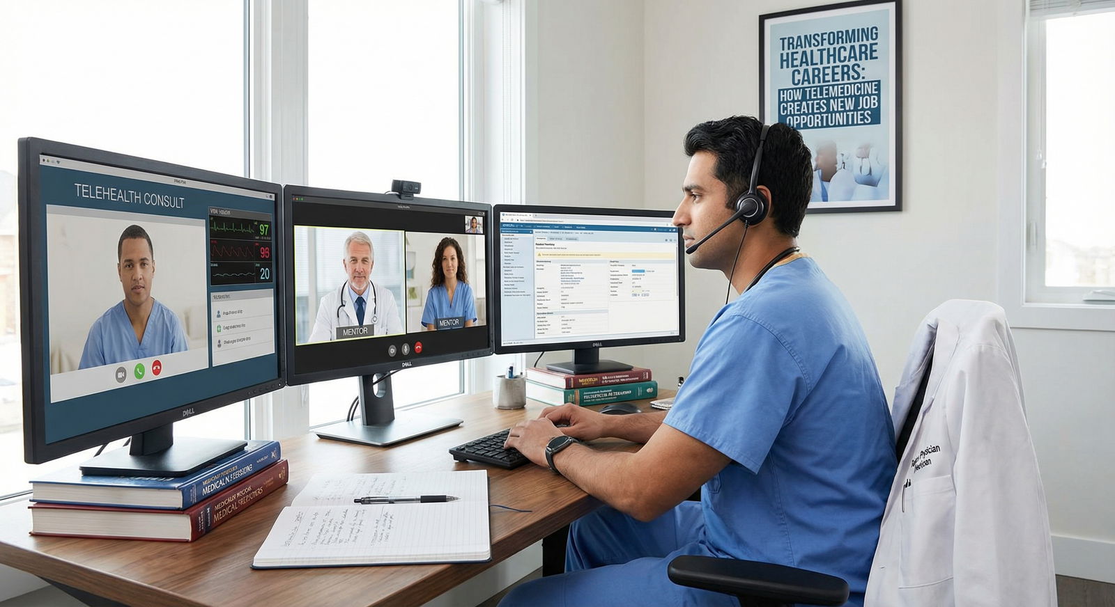 Resident physician learning telemedicine skills - Telemedicine for Transforming Healthcare Careers: How Telemedicine Creates