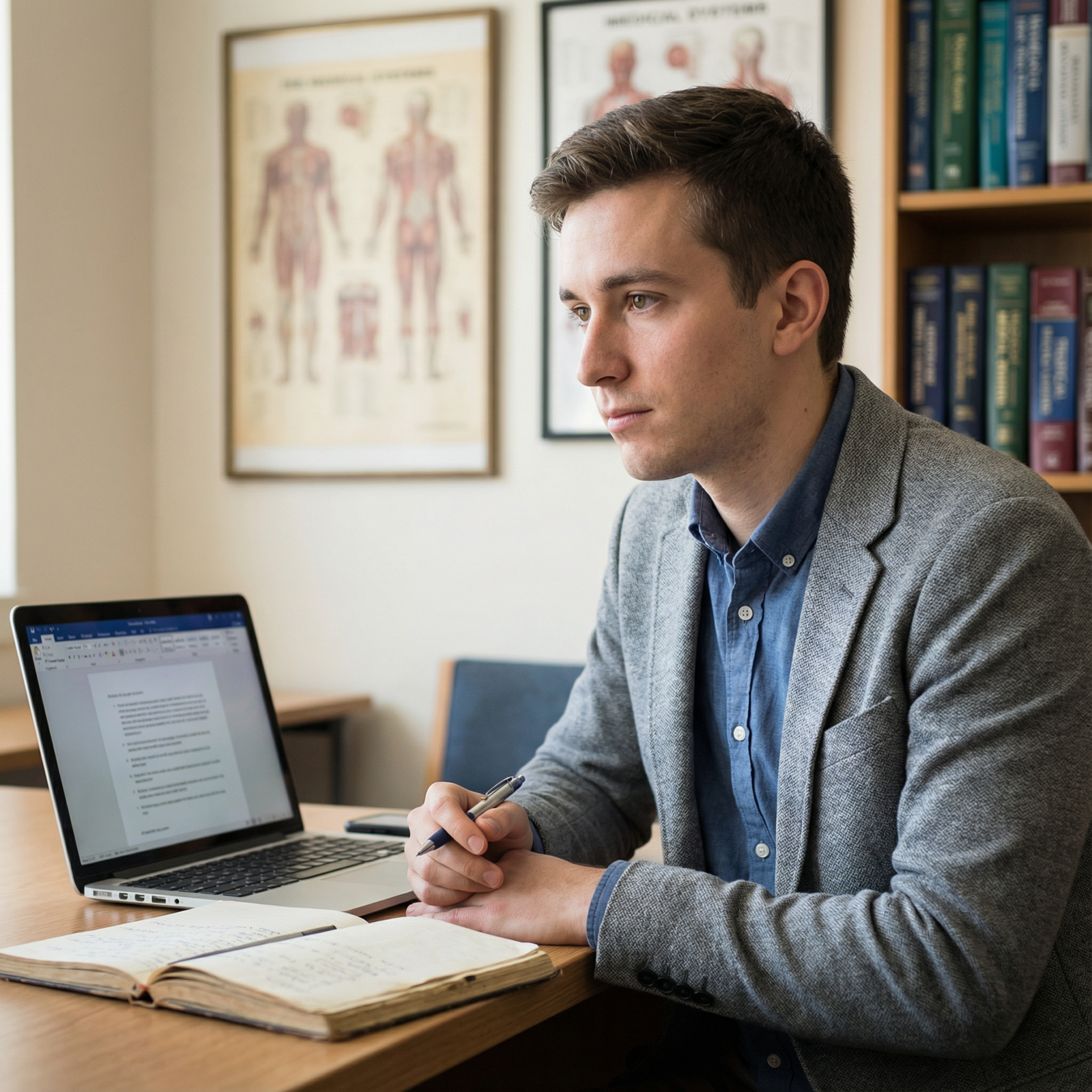 Medical student reflecting and journaling about clinical experiences - clinical volunteering for Unlocking Clinical Volunteer